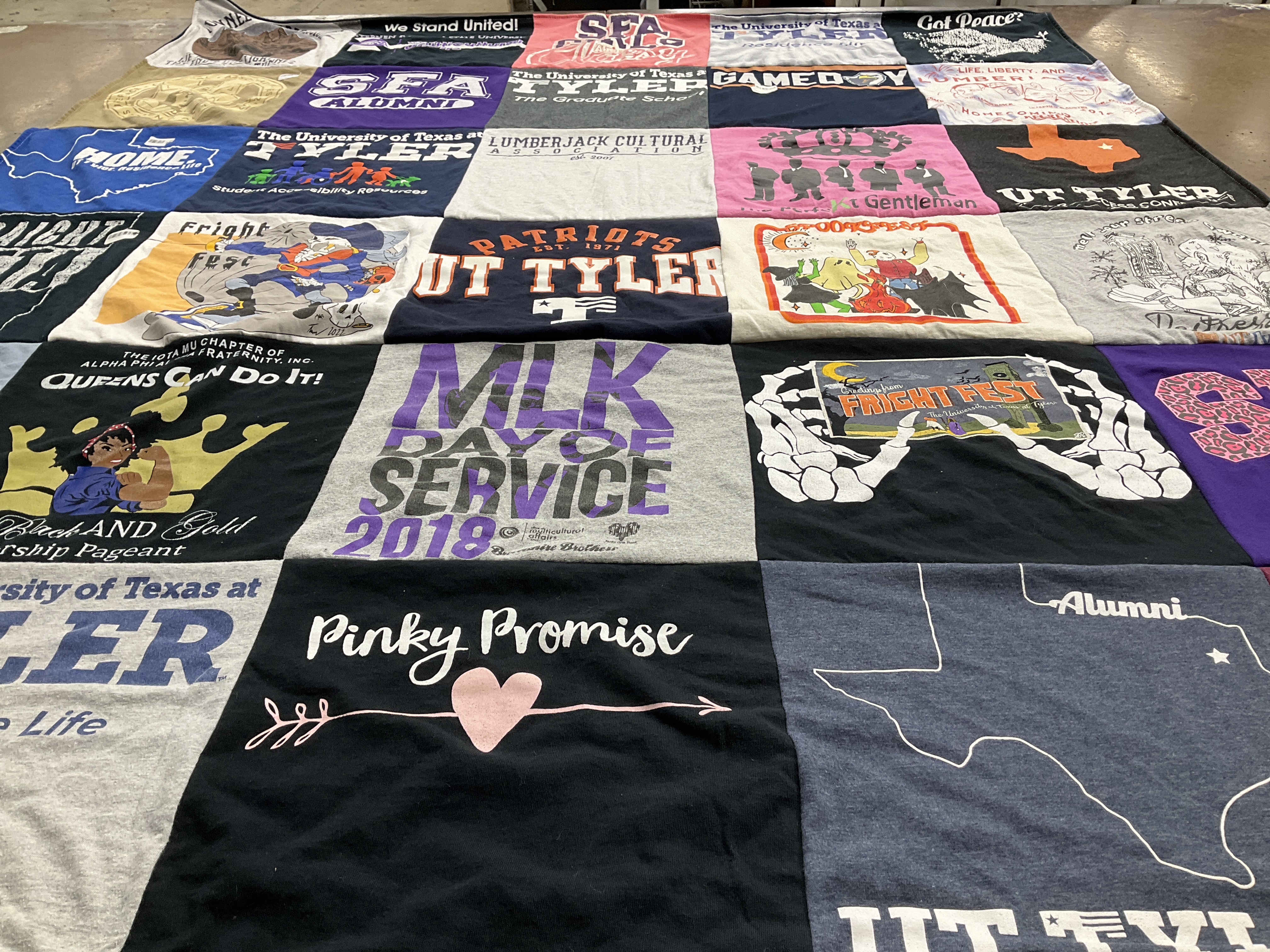 T-shirt quilt from university of texas at tyler, stephen f. austin state university by Shanese from TX