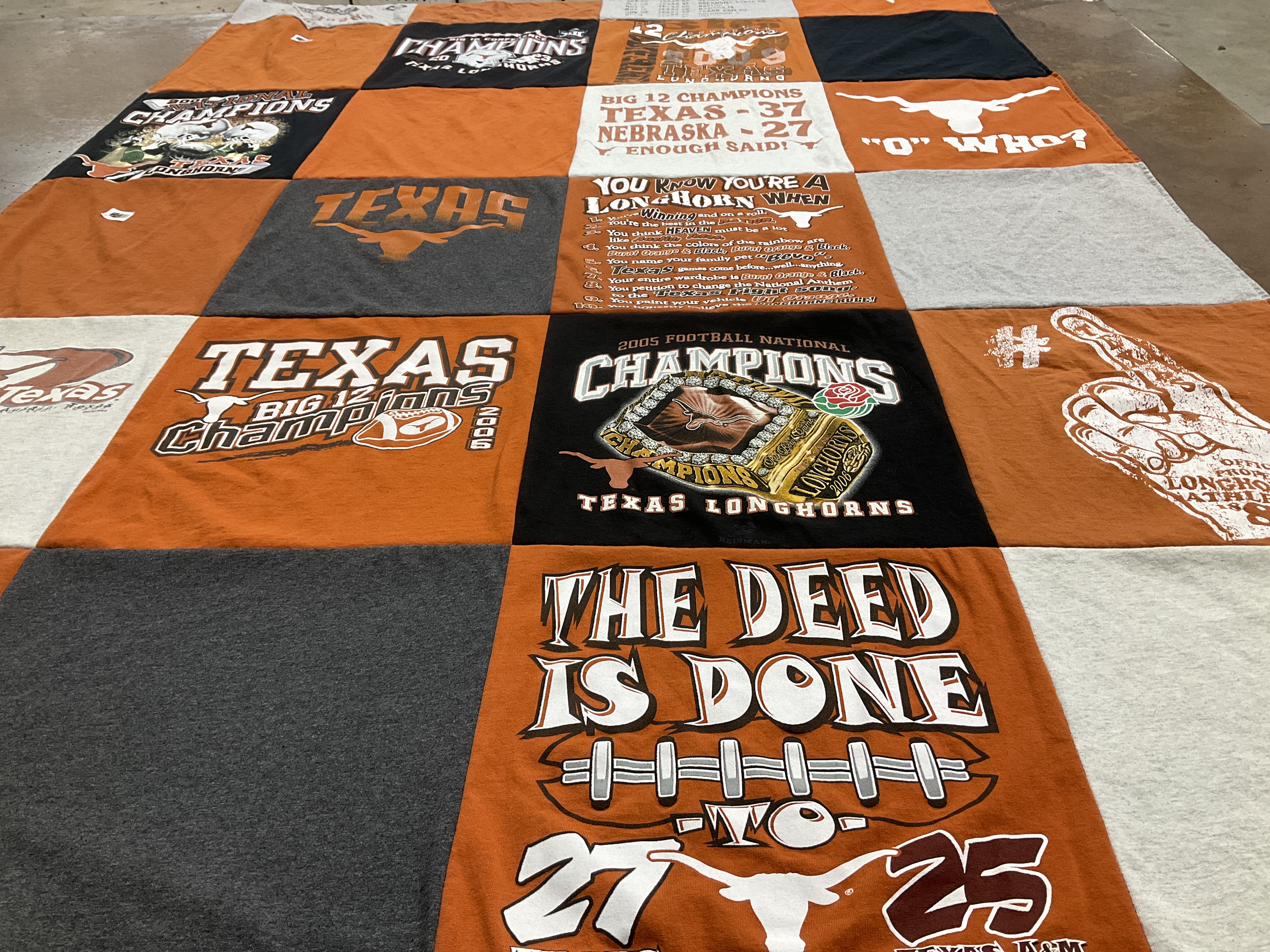 T-shirt quilt featuring texas longhorns by Lisa from TX