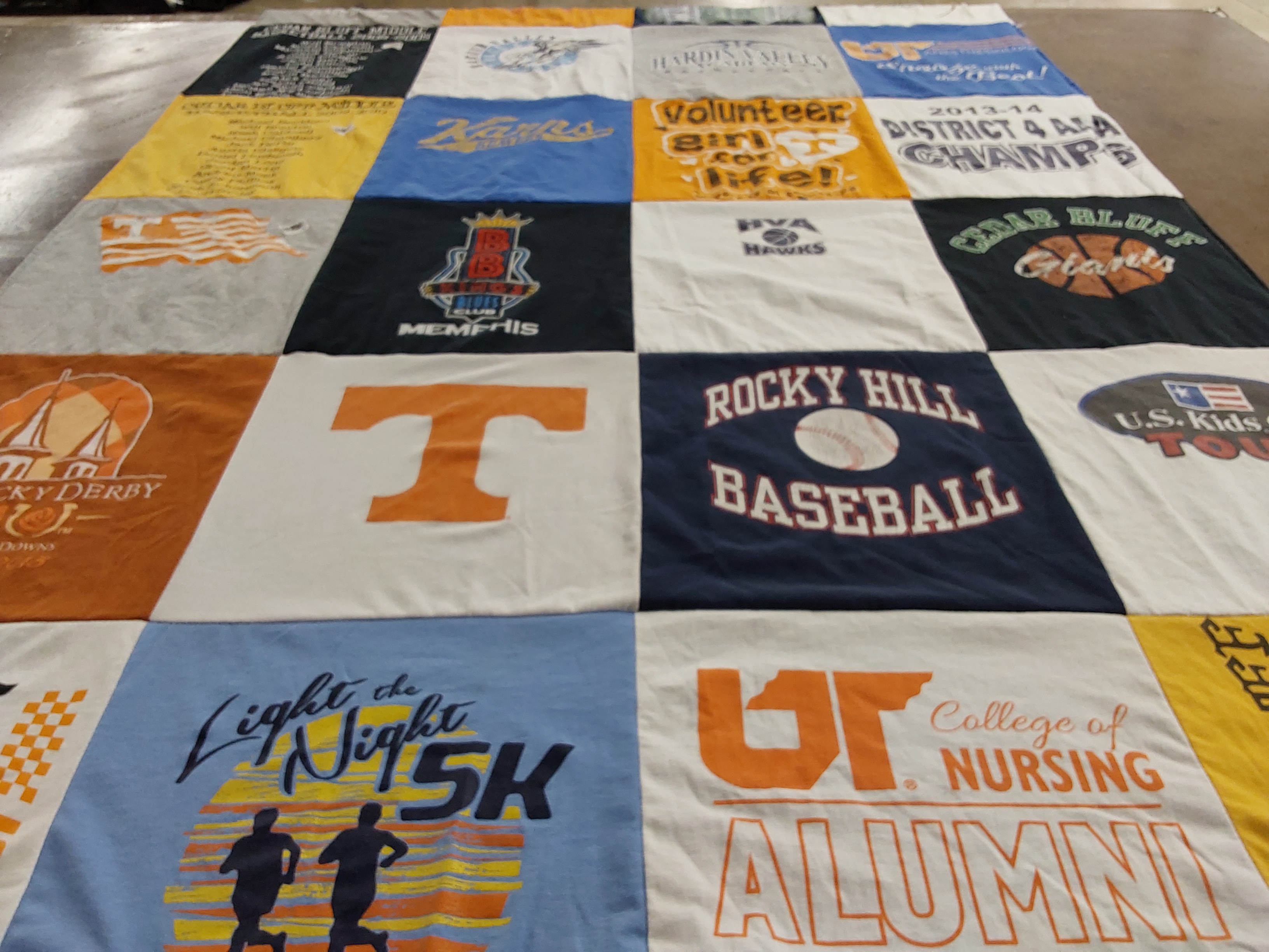 T-shirt quilt featuring rocky hill baseball by Carrie from TN