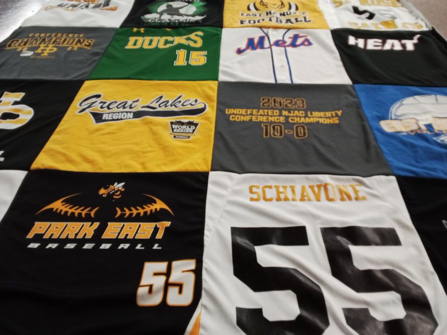 T-shirt quilt featuring park east baseball, east hopatcong football by Mary from NJ