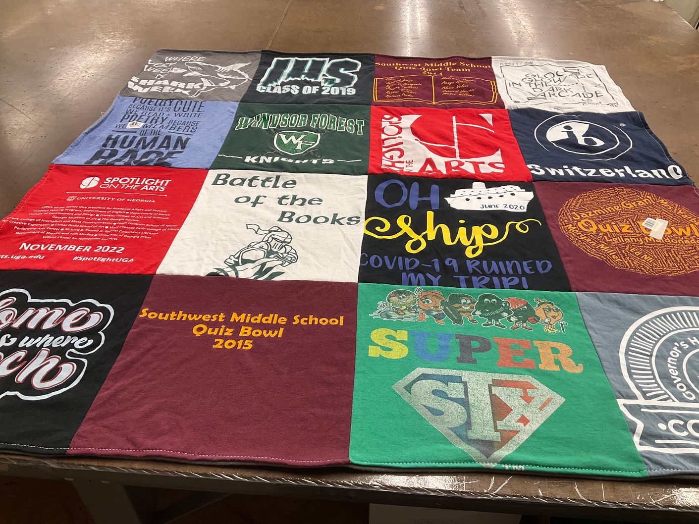 T-shirt quilt from southwest middle school, university of georgia by Jazmine from GA