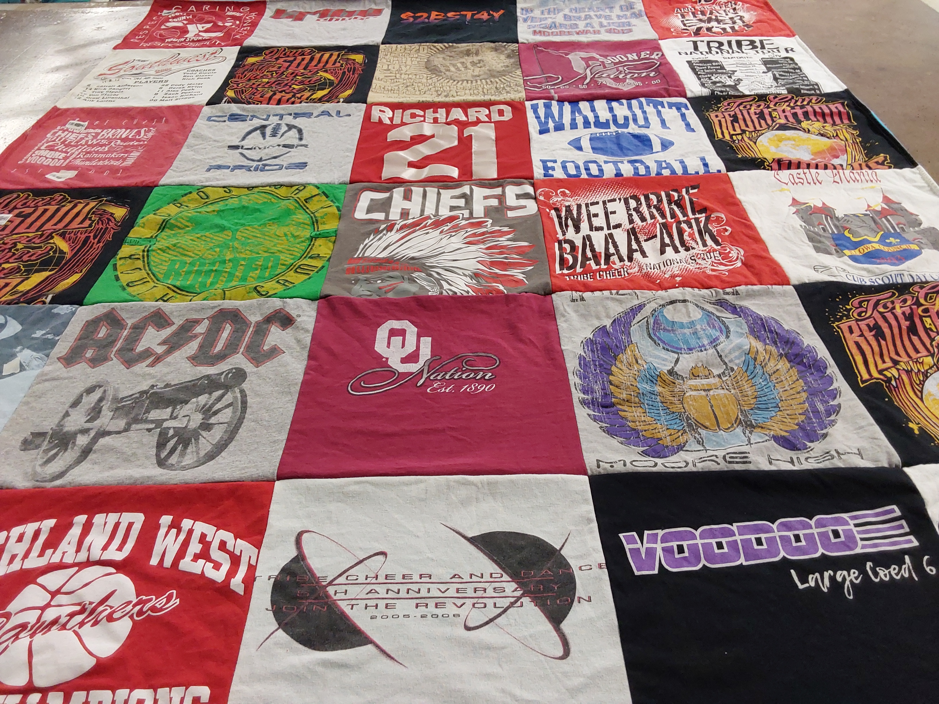 T-shirt quilt featuring highland west panthers by Stephanie from IA