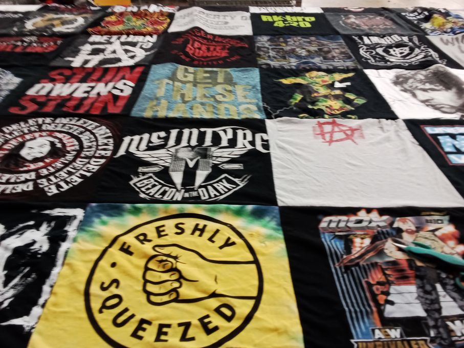 T-shirt quilt with wrestling, graphic t-shirts themes by Cailie from CA