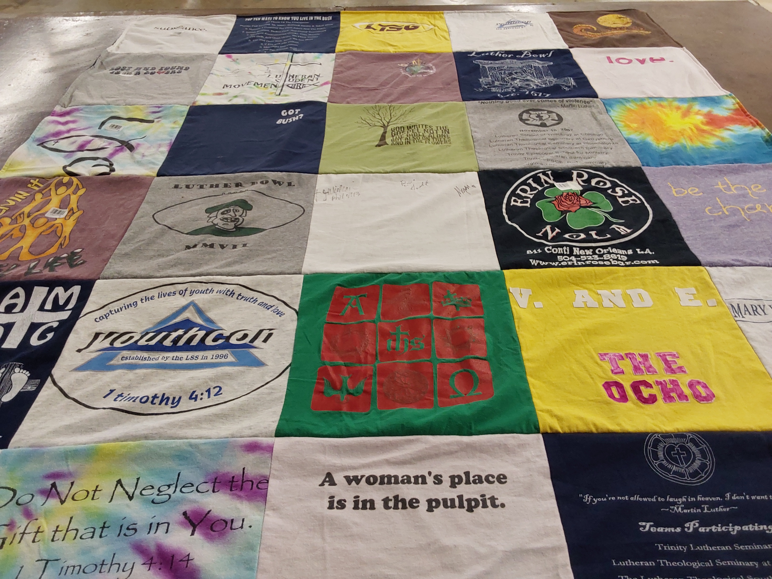 T-shirt quilt from lutheran theological seminary by Caitlin from VA