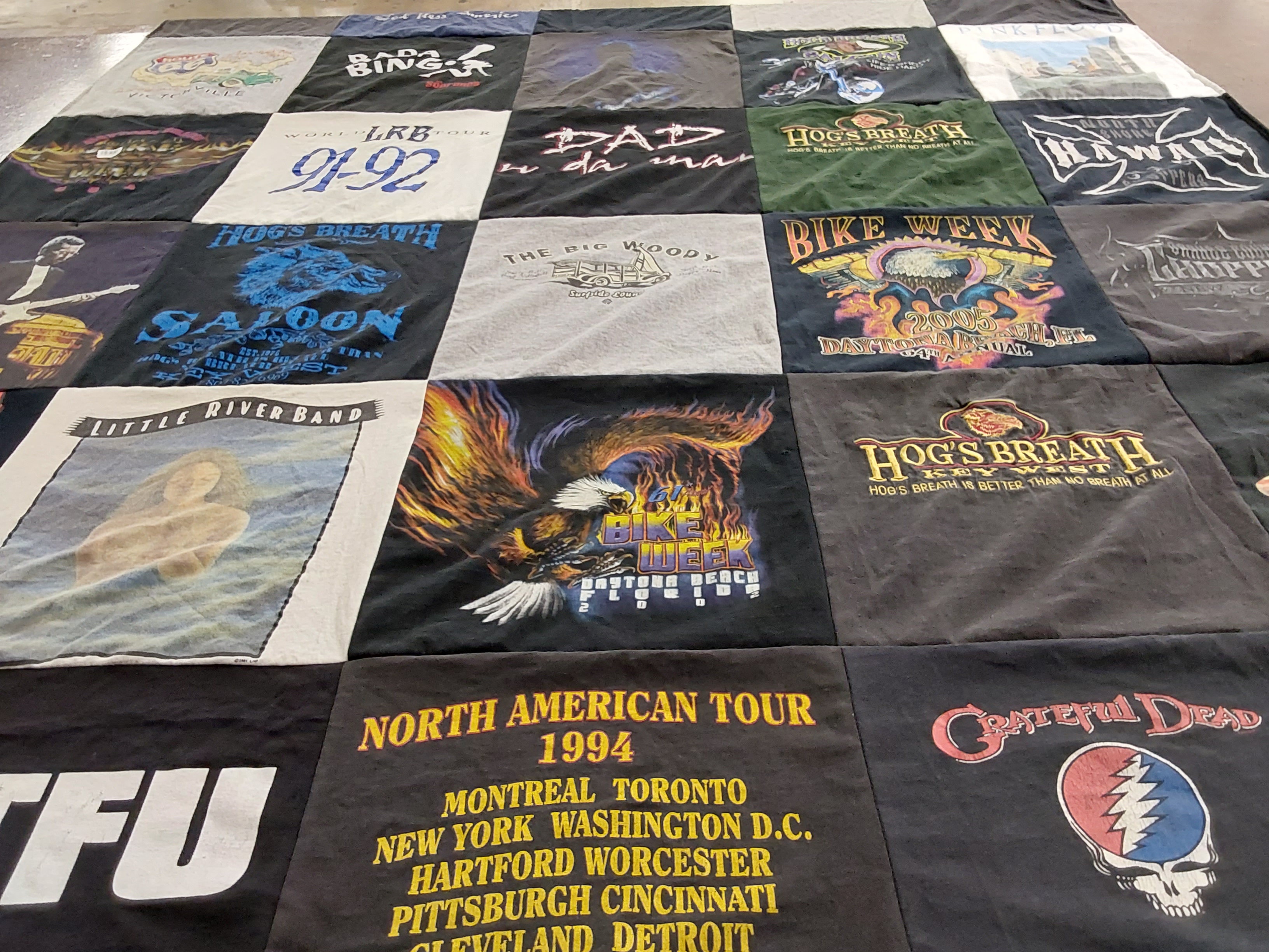 T-shirt quilt with music, festivals themes by Deborah from FL