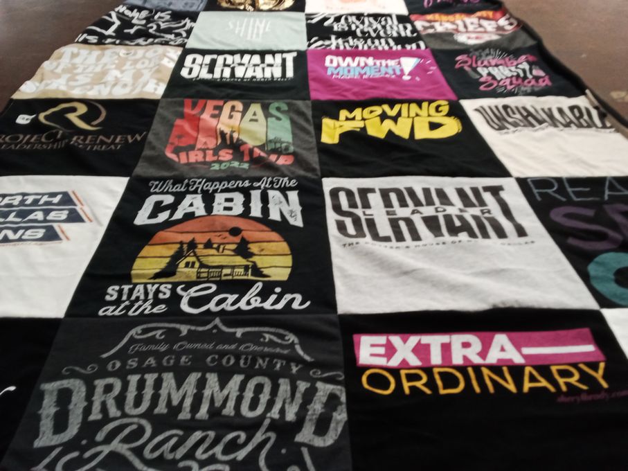 T-shirt quilt with leadership, community themes by Monica from TX