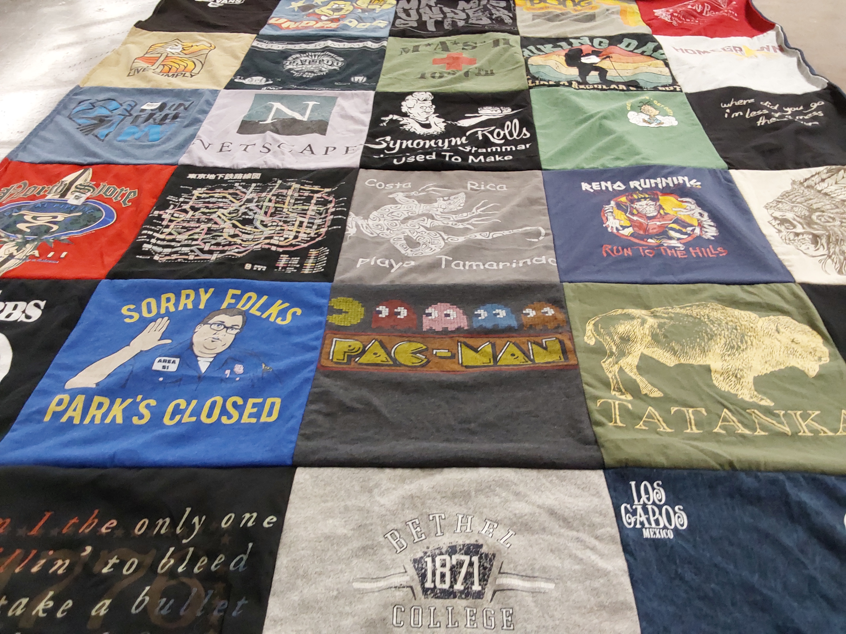 T-shirt quilt from bethel college by Cameron from NV