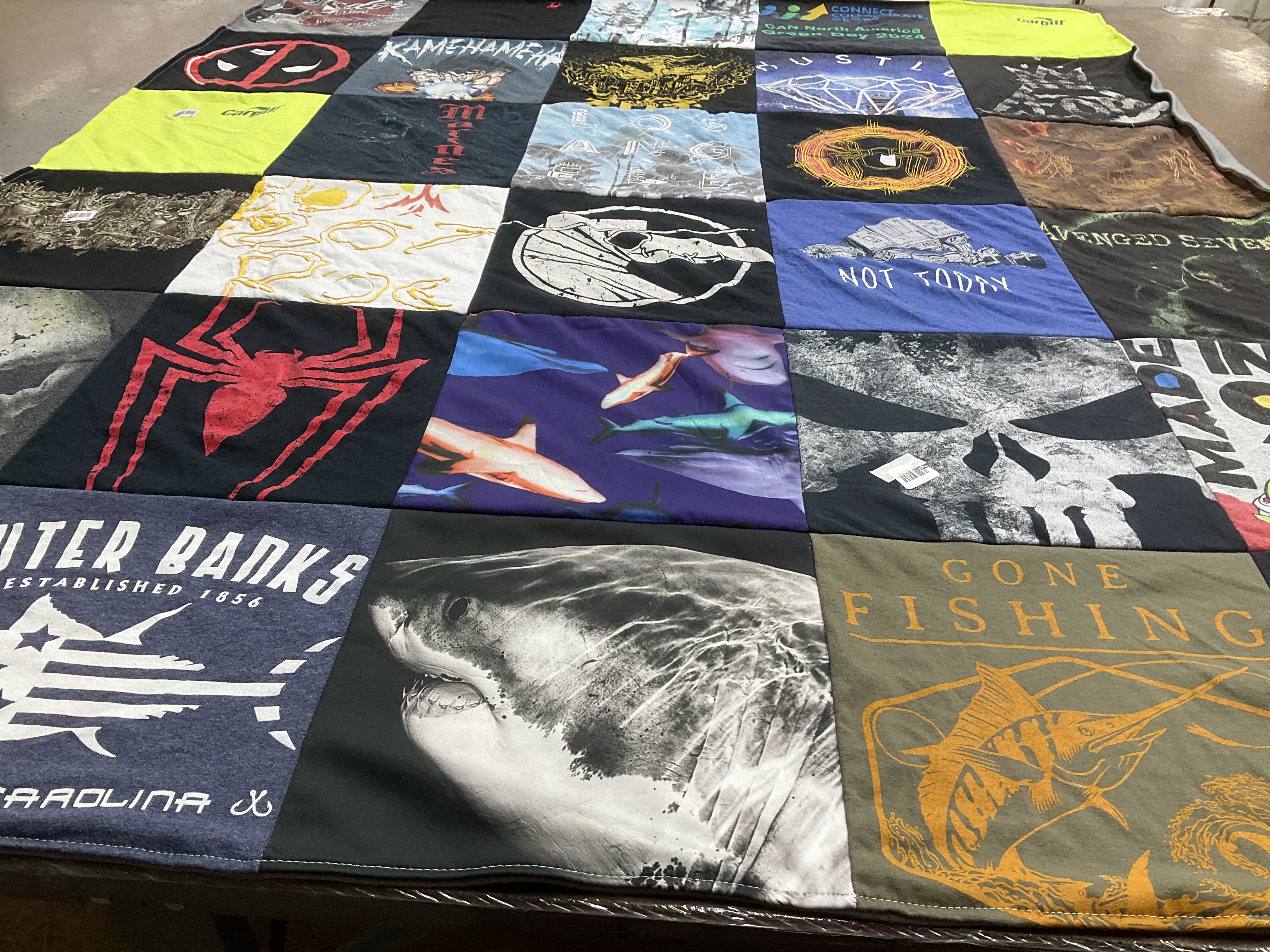 T-shirt quilt with fishing, outer banks themes by David from NC