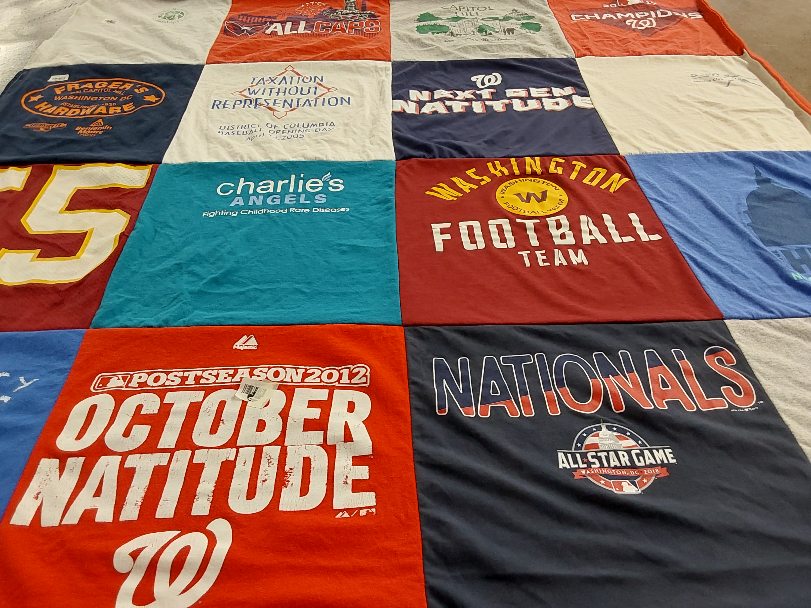 T-shirt quilt featuring washington nationals, washington football team by Carol from DC