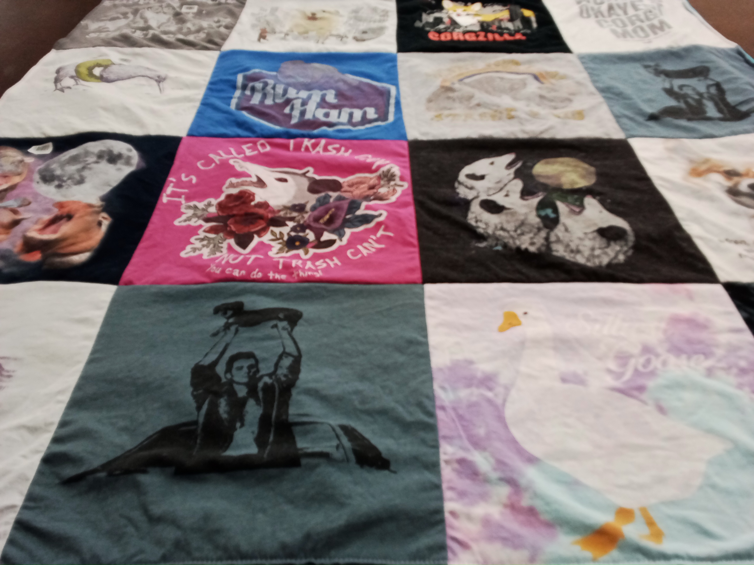T-shirt quilt with animals, comedy themes by Ashley from NE