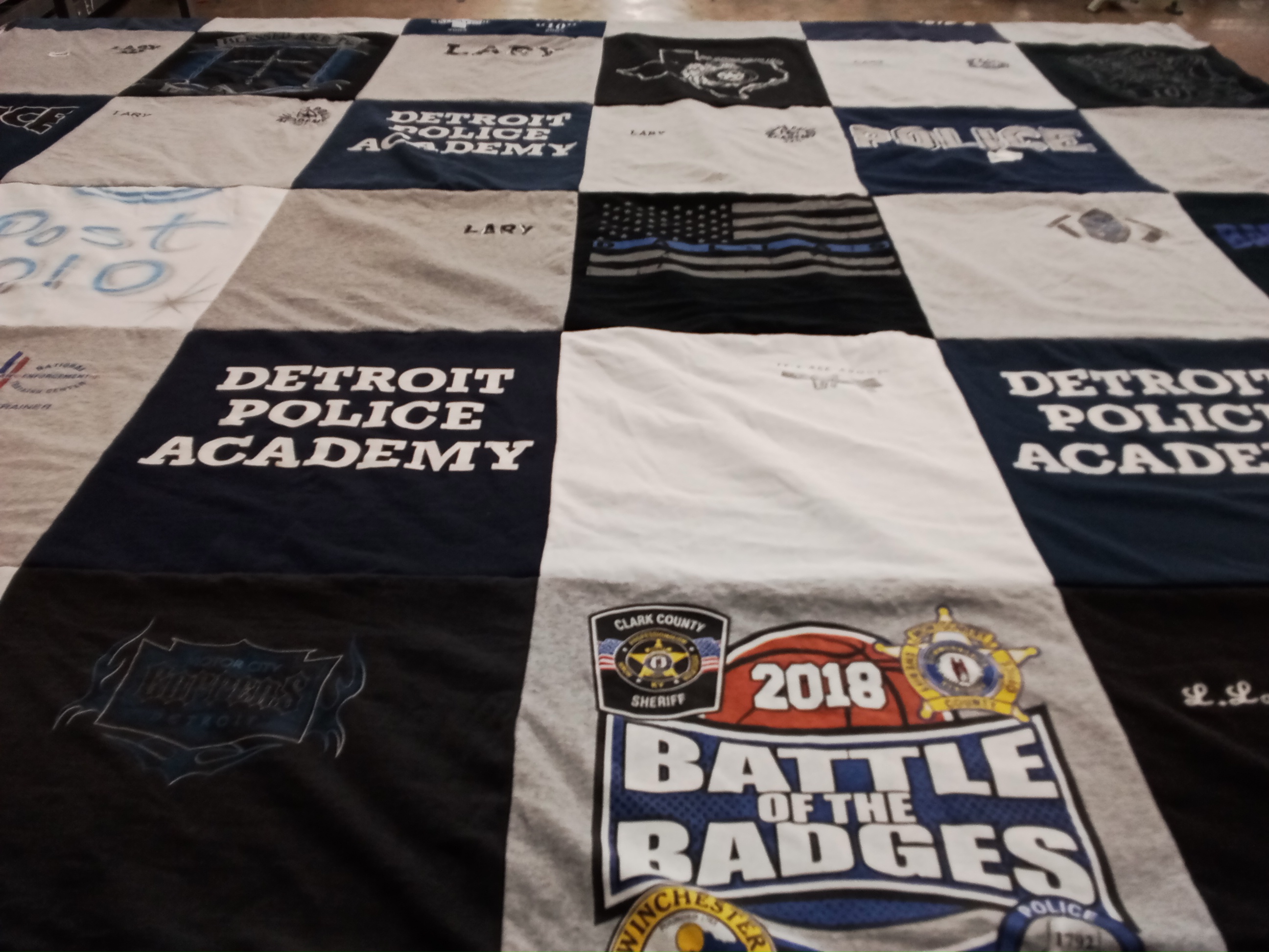 T-shirt quilt from detroit police academy by Wendy L from TX