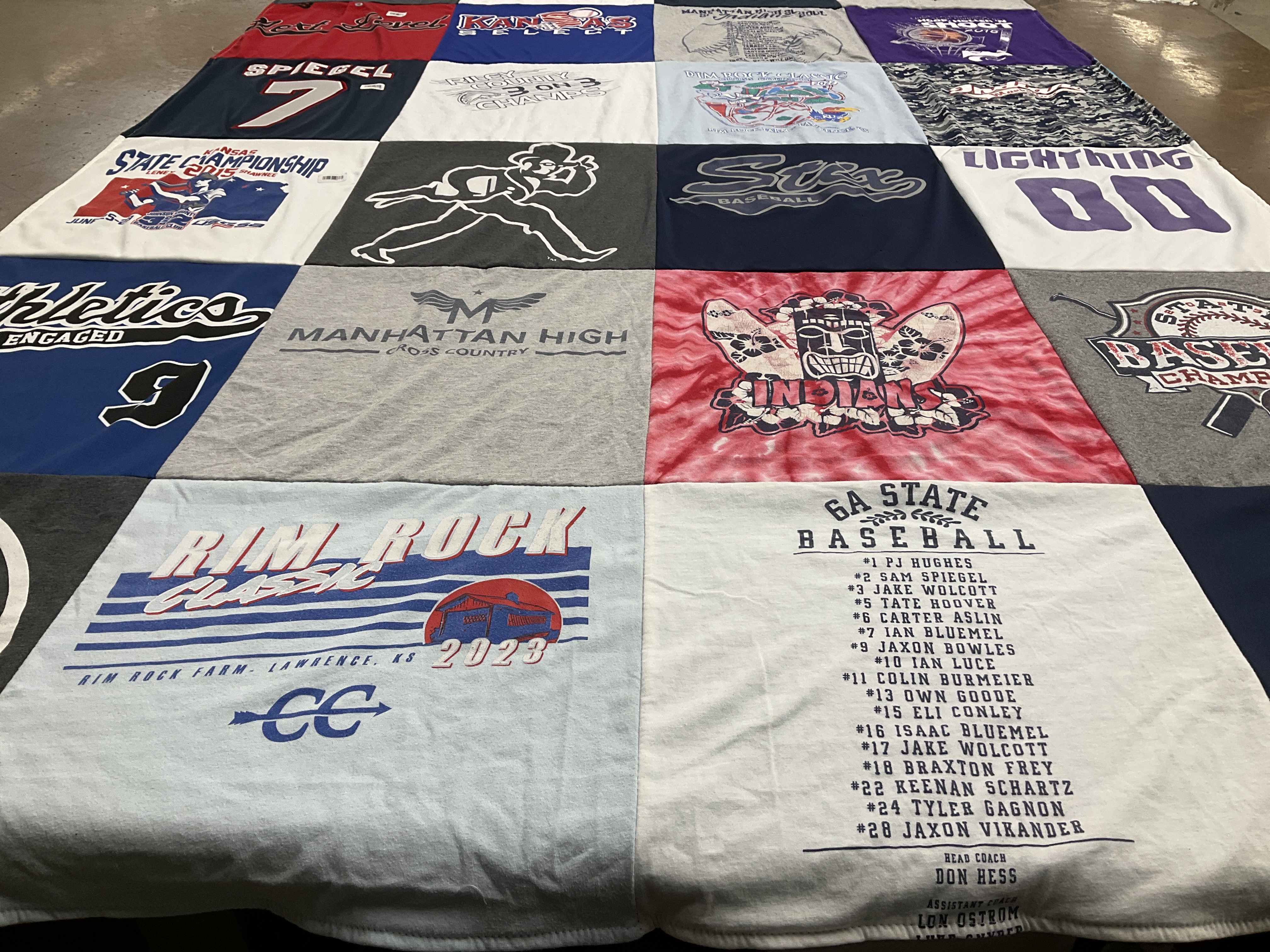 T-shirt quilt featuring 6a state baseball team by Julie from KS