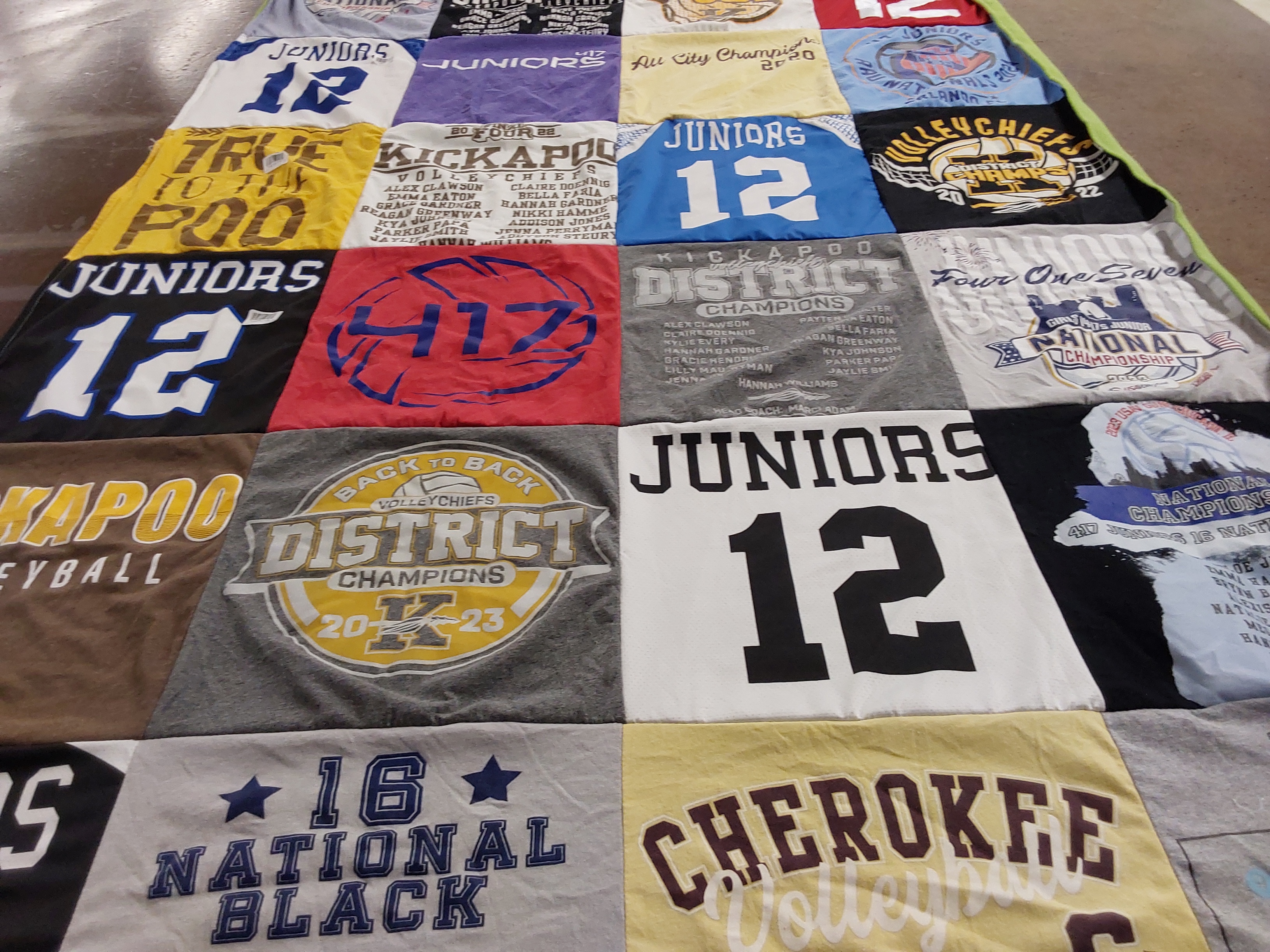 T-shirt quilt featuring kickapoo volleyball, volleychiefs by Sarah from MO