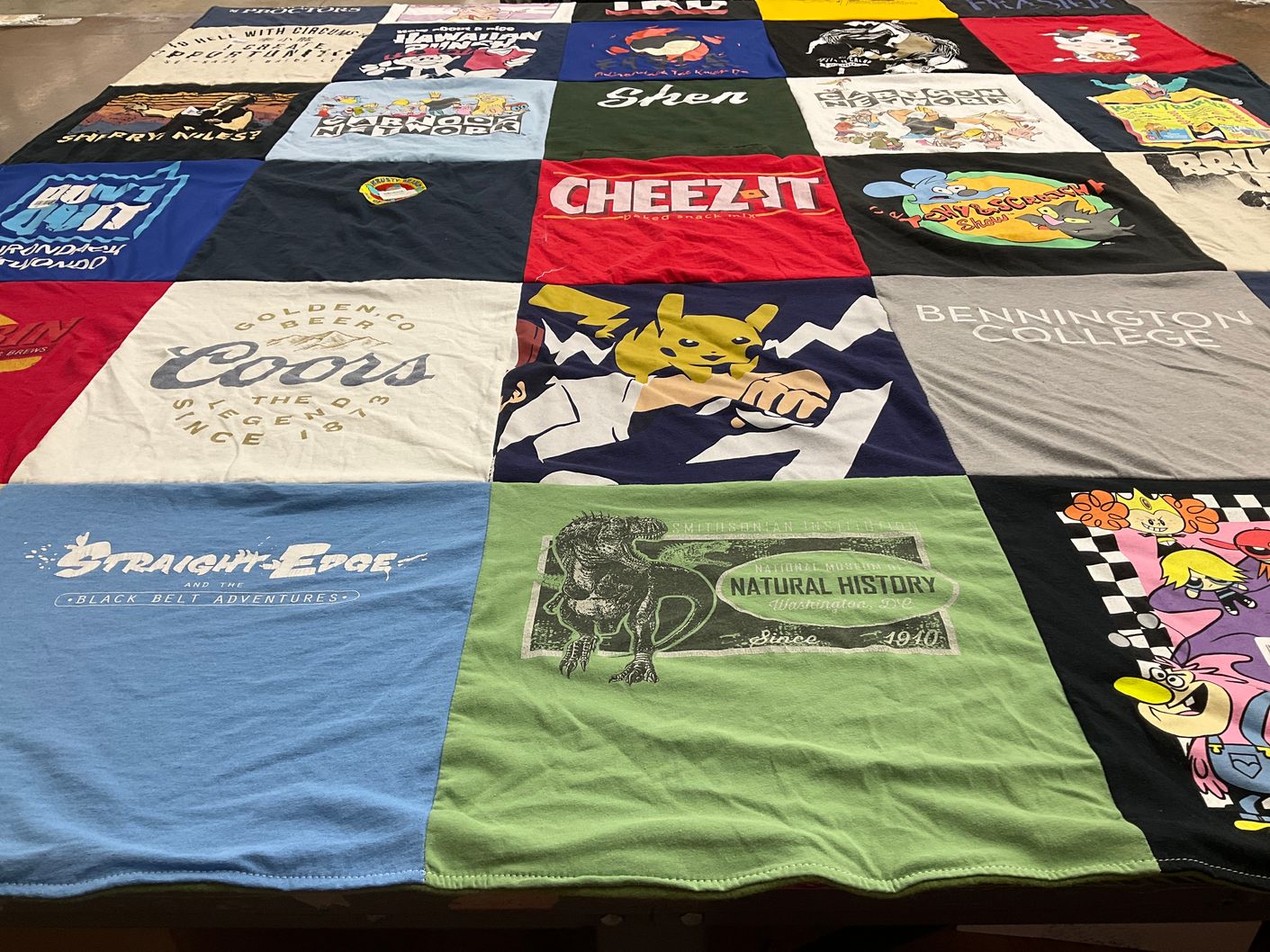 T-shirt quilt from bennington college by Tracy from NY