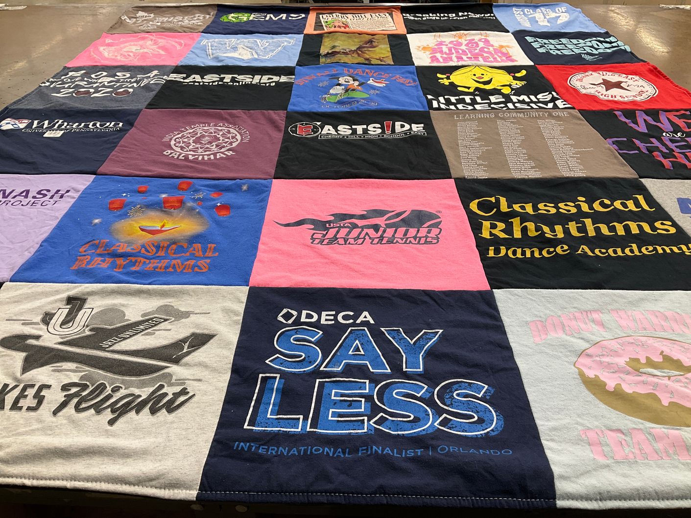 T-shirt quilt from wharton school of the university of pennsylvania by Sanjay from NJ