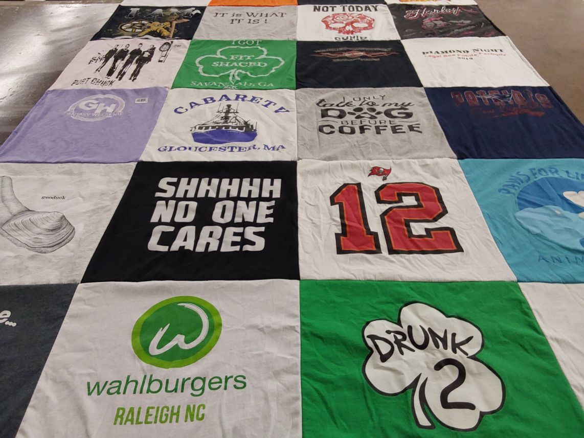 T-shirt quilt featuring tampa bay buccaneers by Michelle from NC