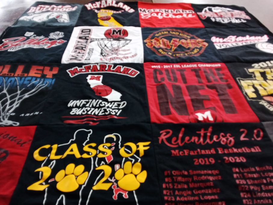 T-shirt quilt featuring mcfarland basketball, mcfarland volleyball by Pilar from CA
