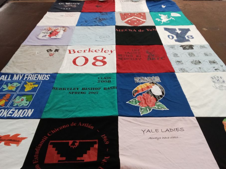 T-shirt quilt from berkeley university, yale university by Teresa from NY