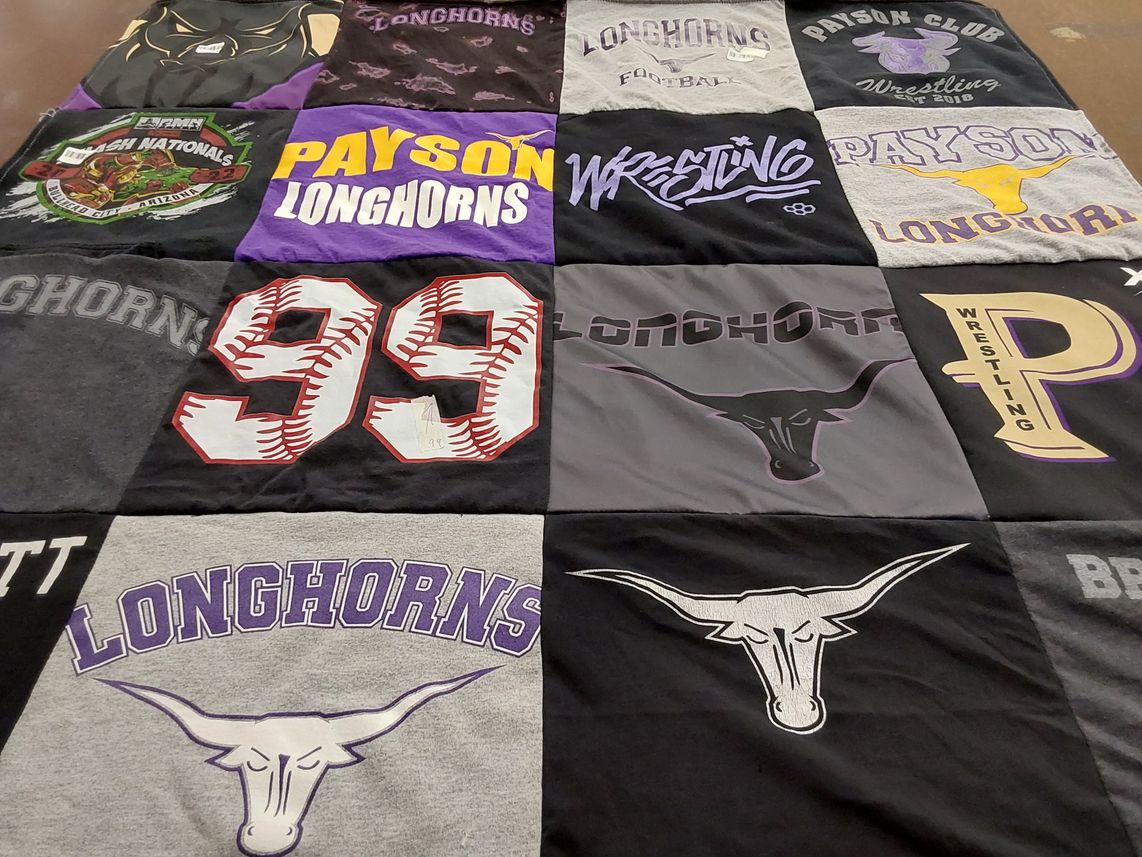 T-shirt quilt featuring payson longhorns by Shalice from AZ