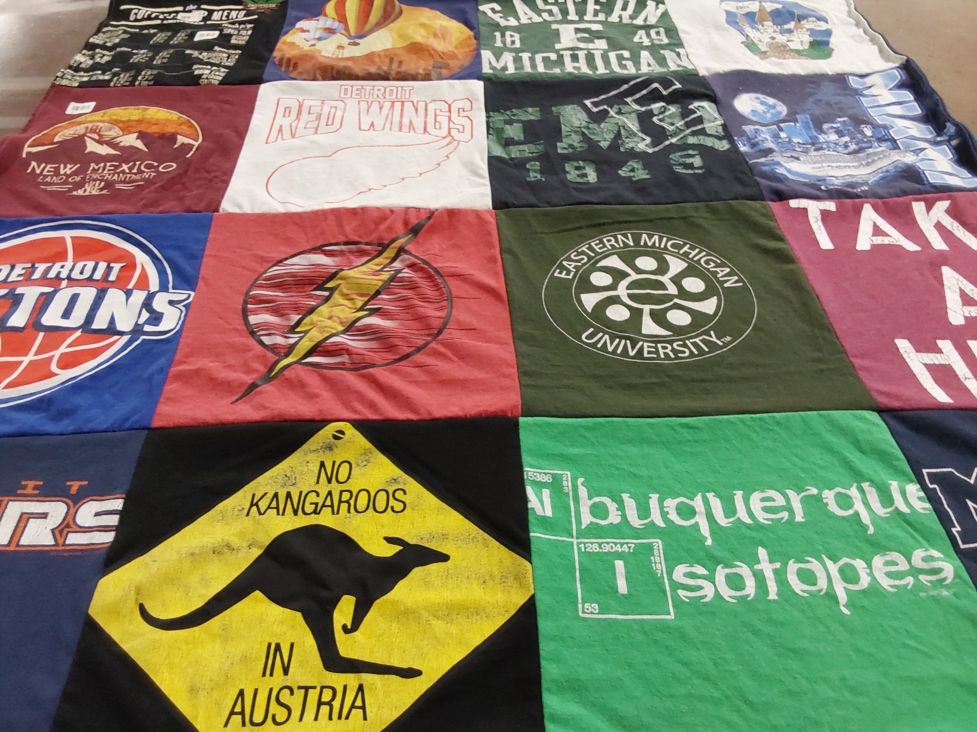T-shirt quilt featuring detroit red wings, detroit pistons by SHEILA from SC