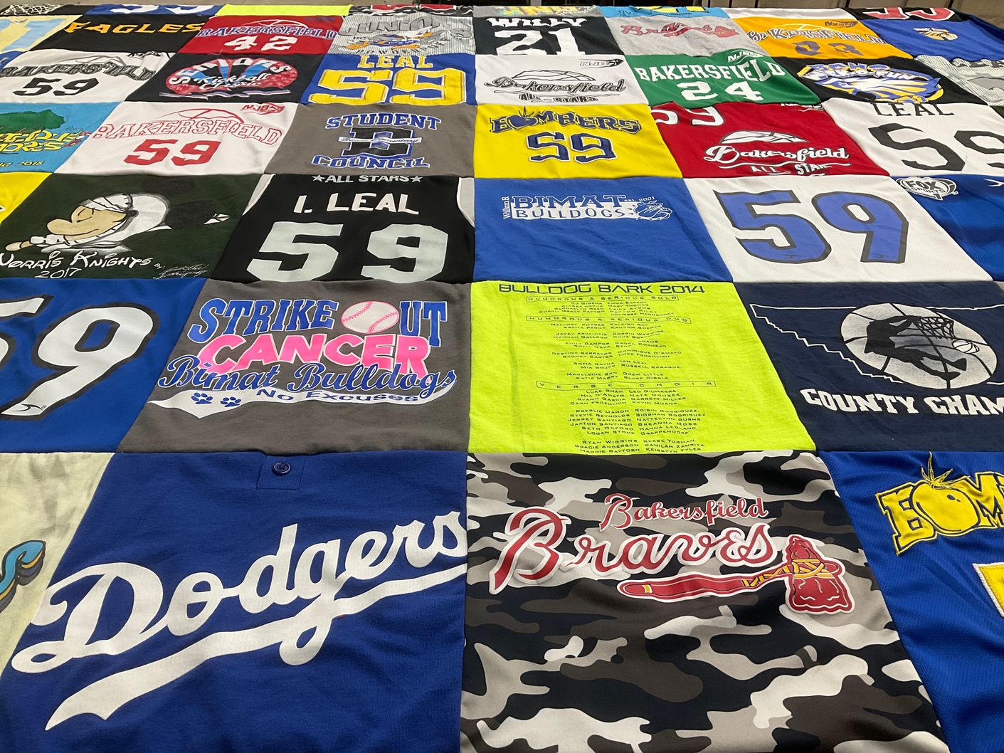 T-shirt quilt featuring bakersfield braves, bakersfield bulldogs by Valerie from CA