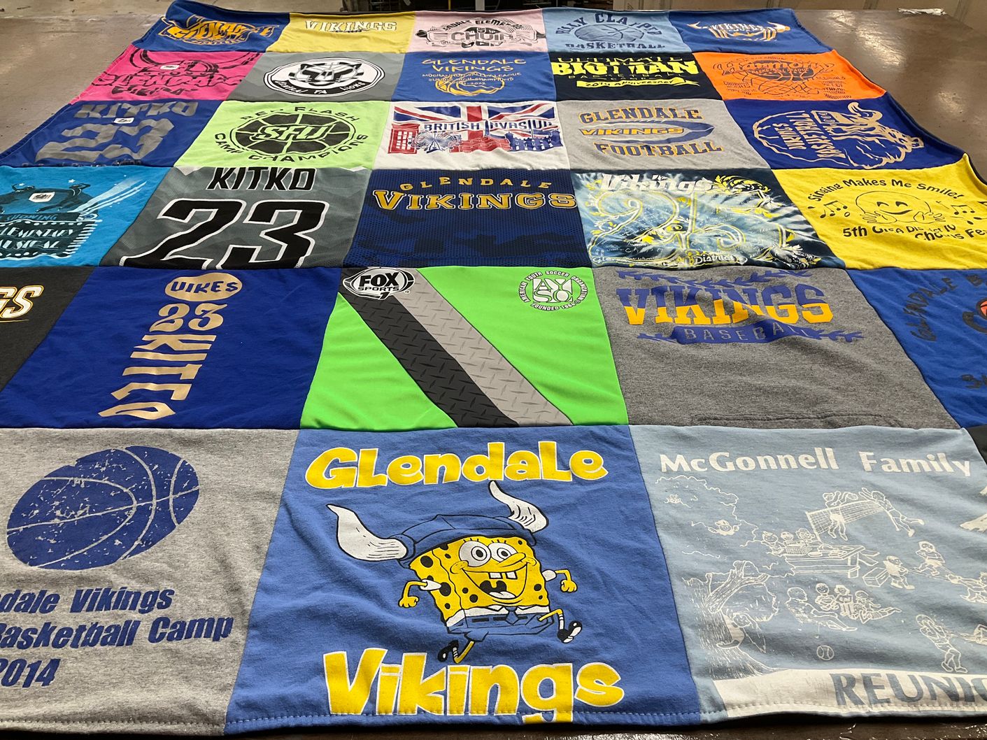 T-shirt quilt featuring glendale vikings baseball, glendale vikings football by Jayne from PA