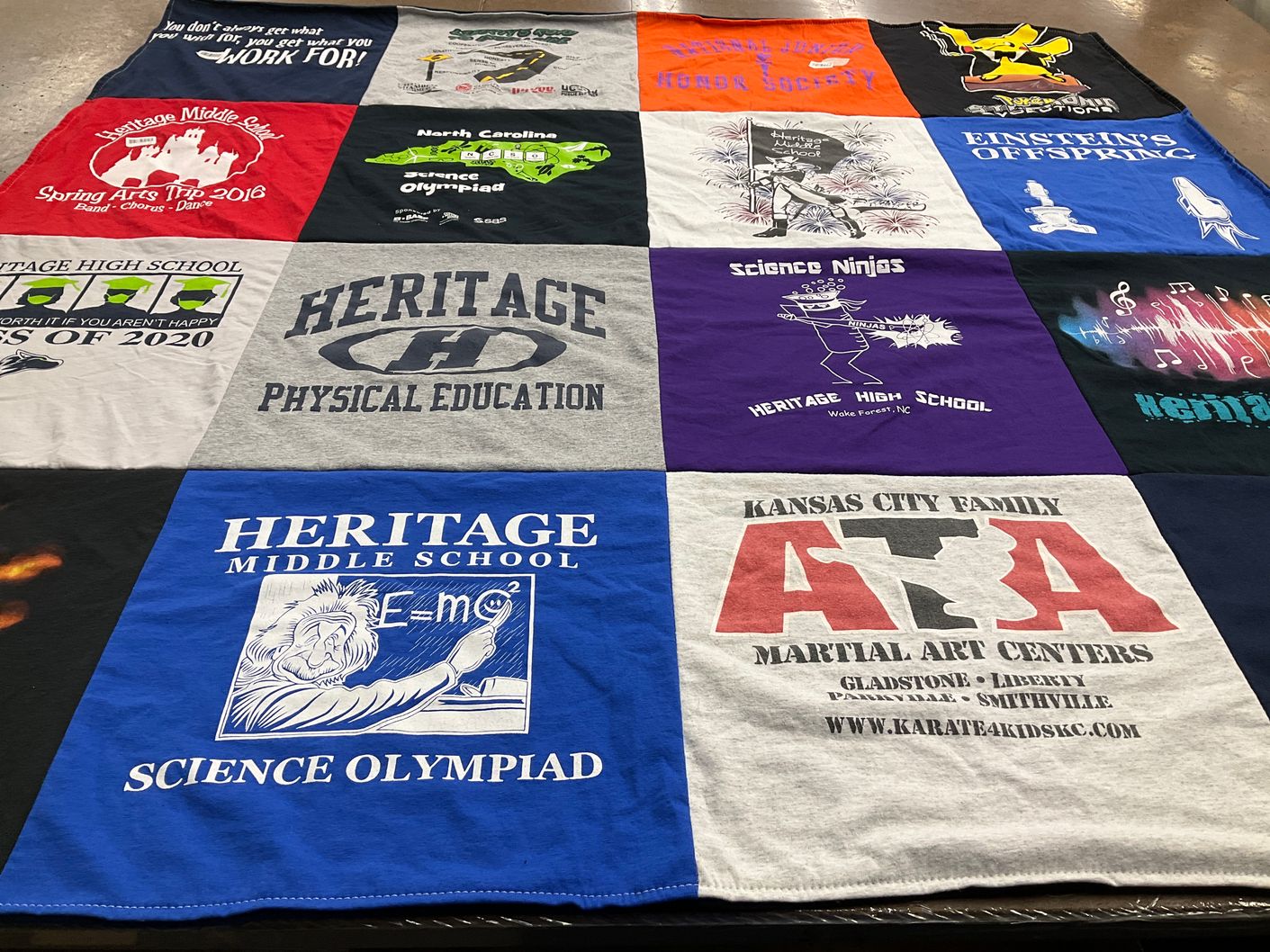 T-shirt quilt from heritage middle school, heritage high school by Nicole from NE