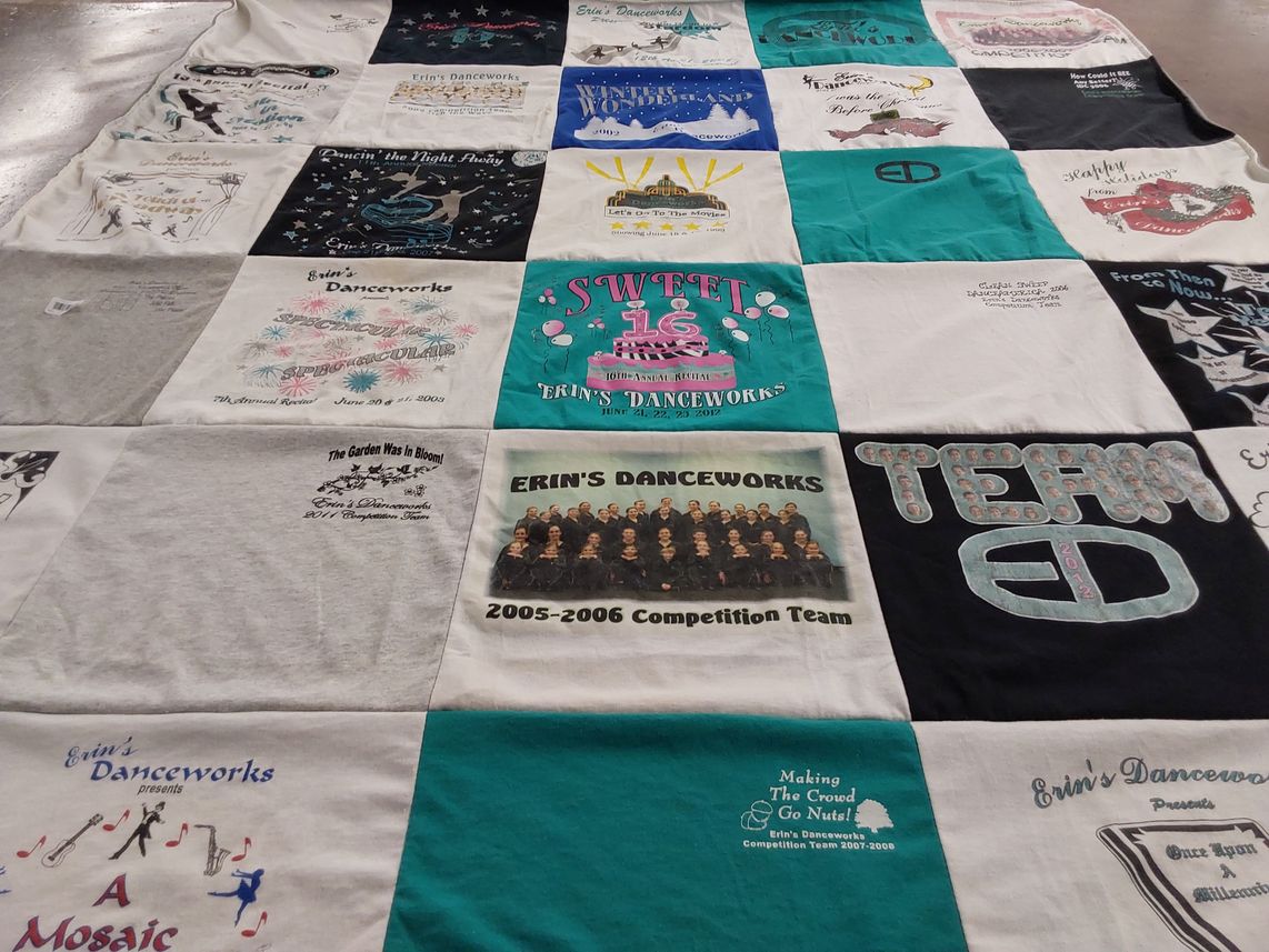 T-shirt quilt with dance, performance themes by Kristina from FL