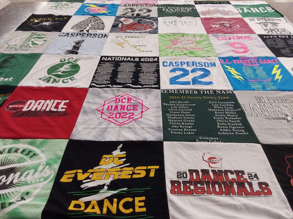 T-shirt quilt featuring dc everest dance team by Amanda from WI