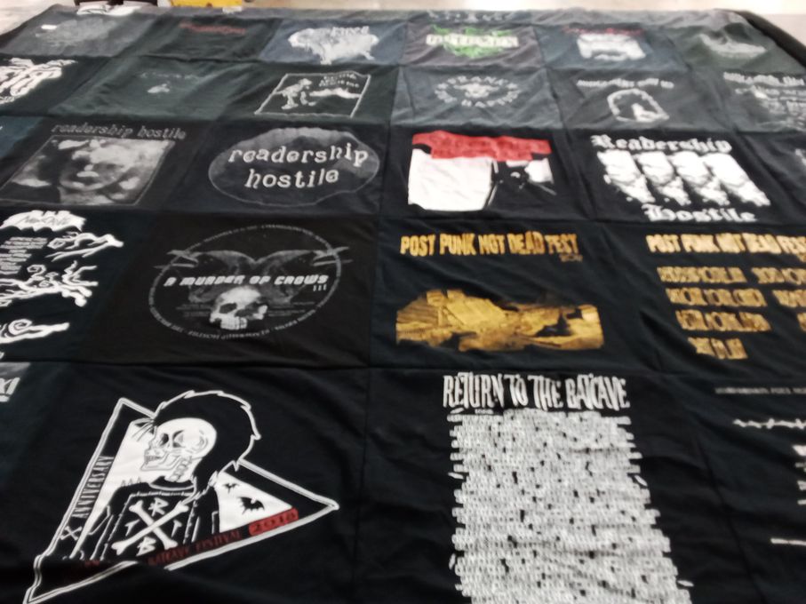 T-shirt quilt with punk music, music festivals themes by Ben from CA