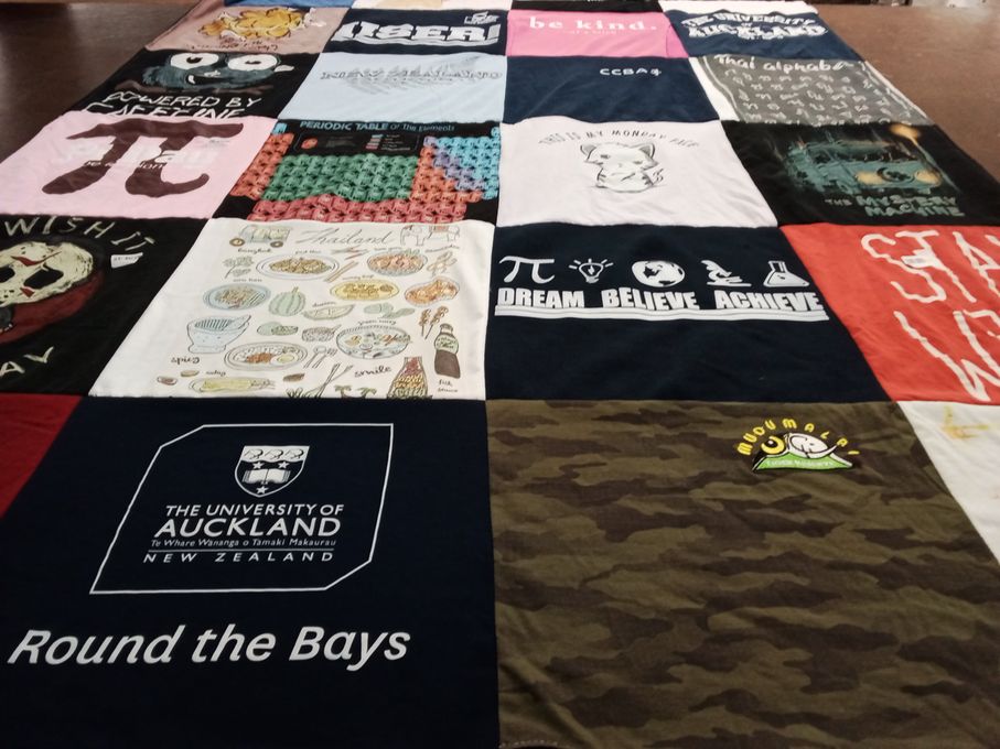 T-shirt quilt from the university of auckland by Aparajita from NH