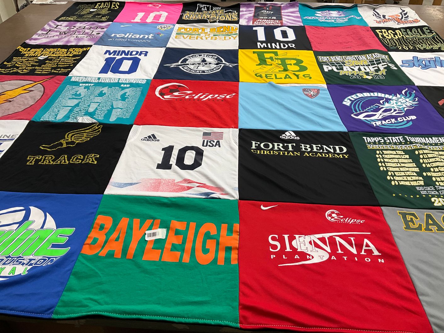 T-shirt quilt featuring eclipse track club by Claudia from TX