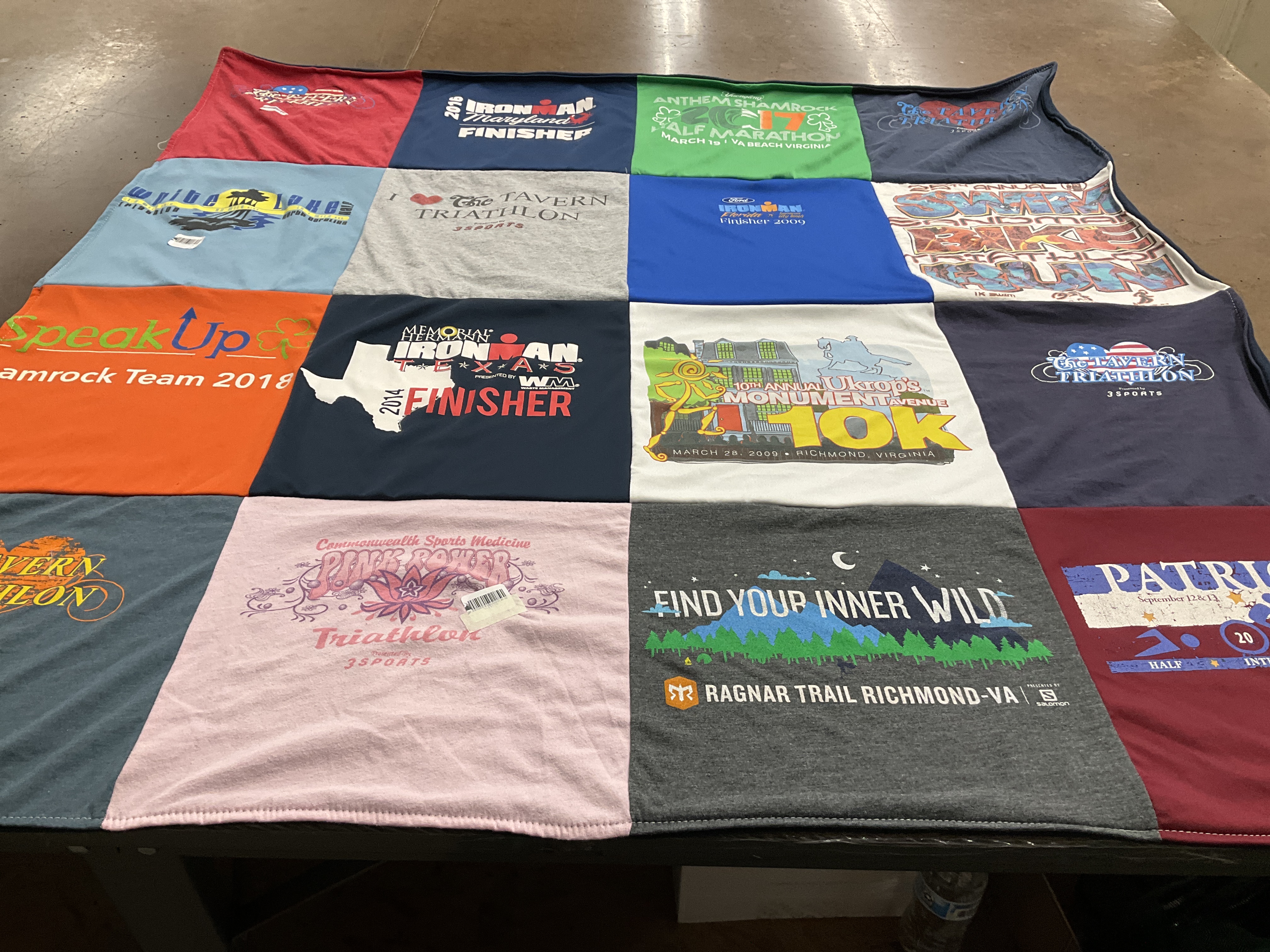 T-shirt quilt with running, triathlon themes by Jacqueline from VA