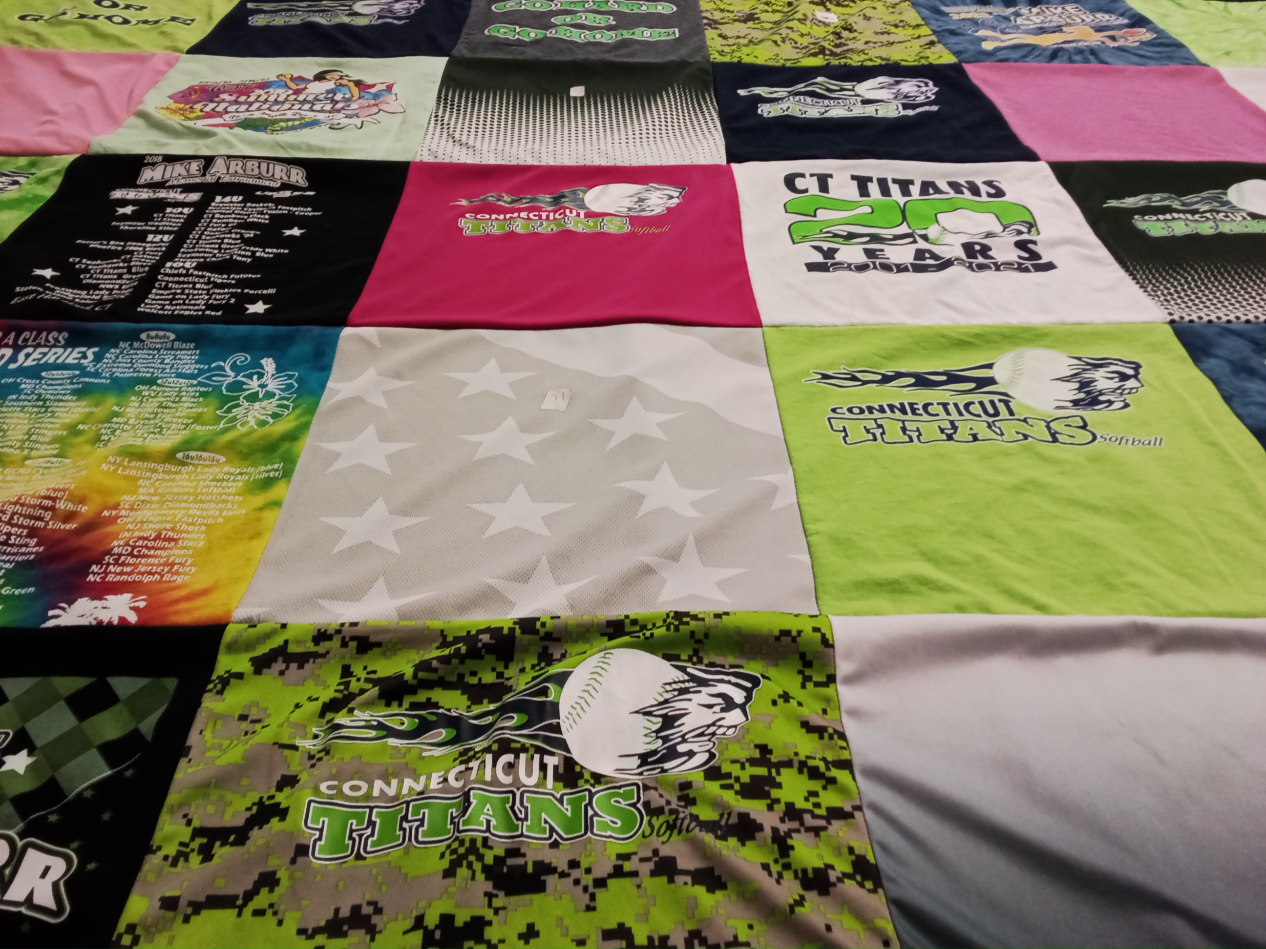T-shirt quilt with softball themes by Mark from CT