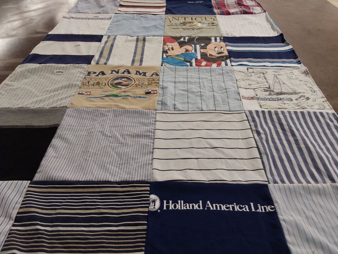 T-shirt quilt with travel, cruising themes by Gail from NJ