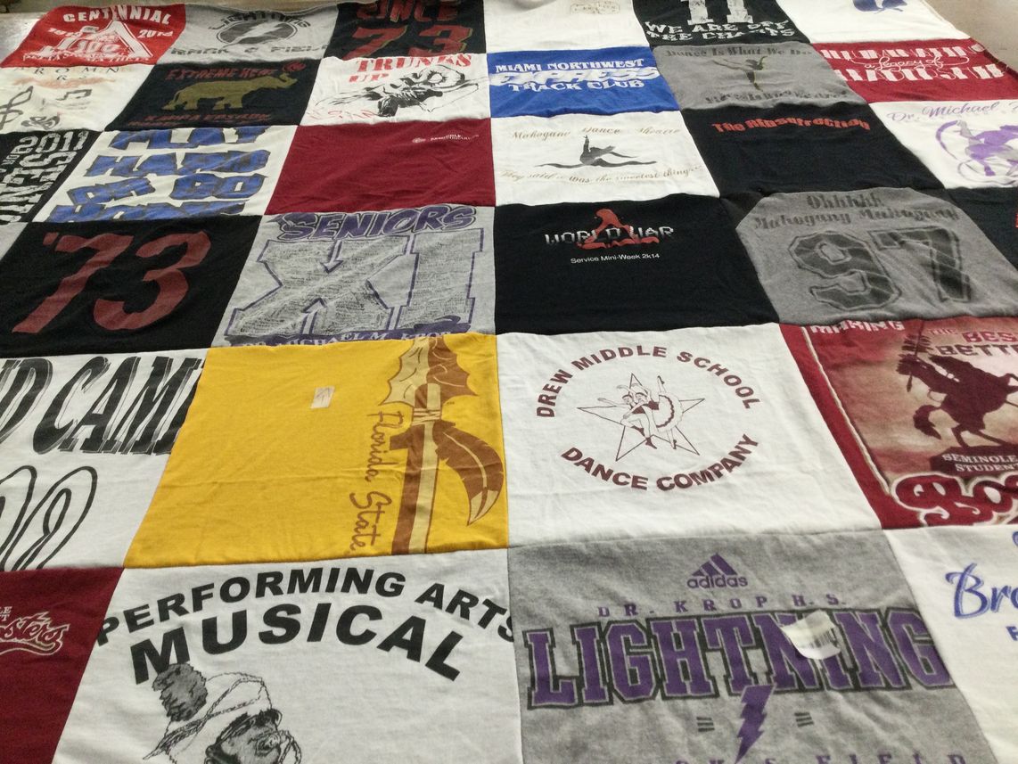T-shirt quilt featuring drew middle school lightning by Carol from FL