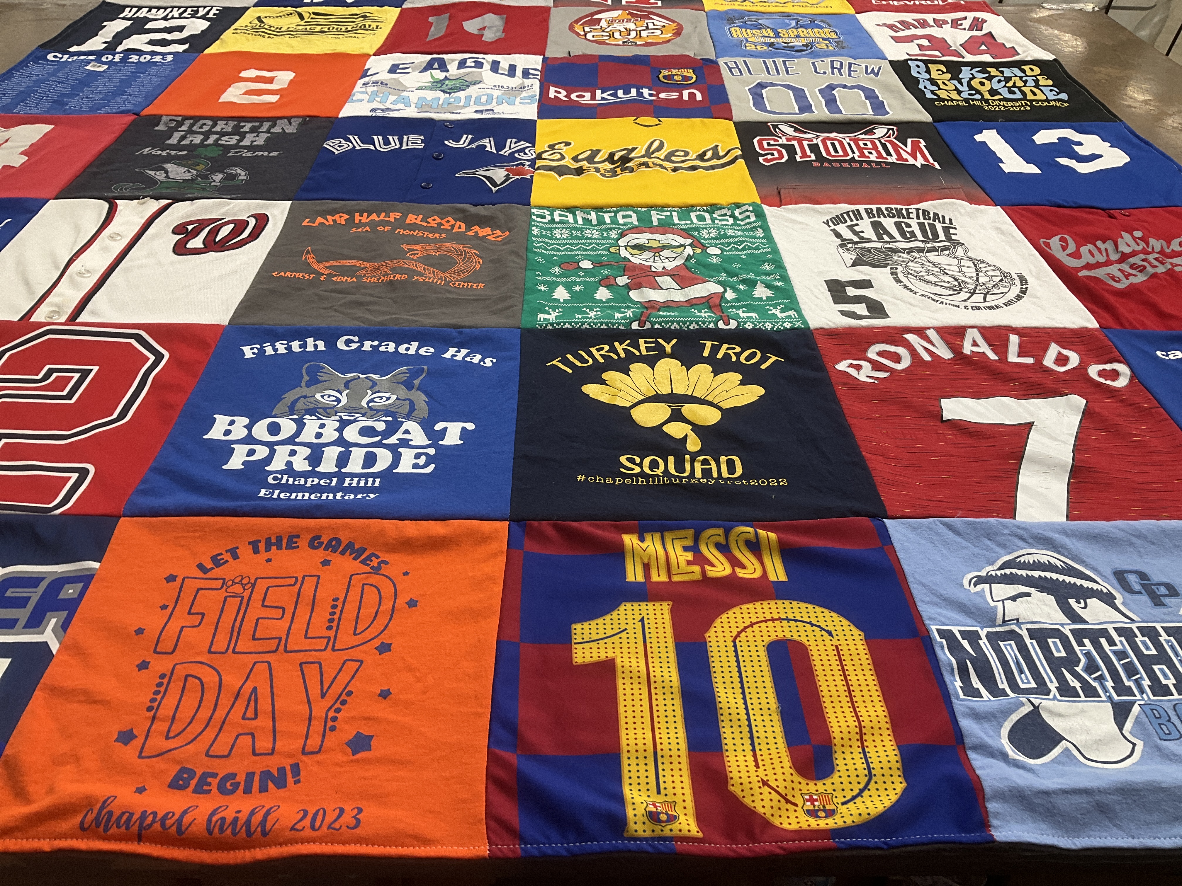 T-shirt quilt featuring youth basketball league by Katie from MO