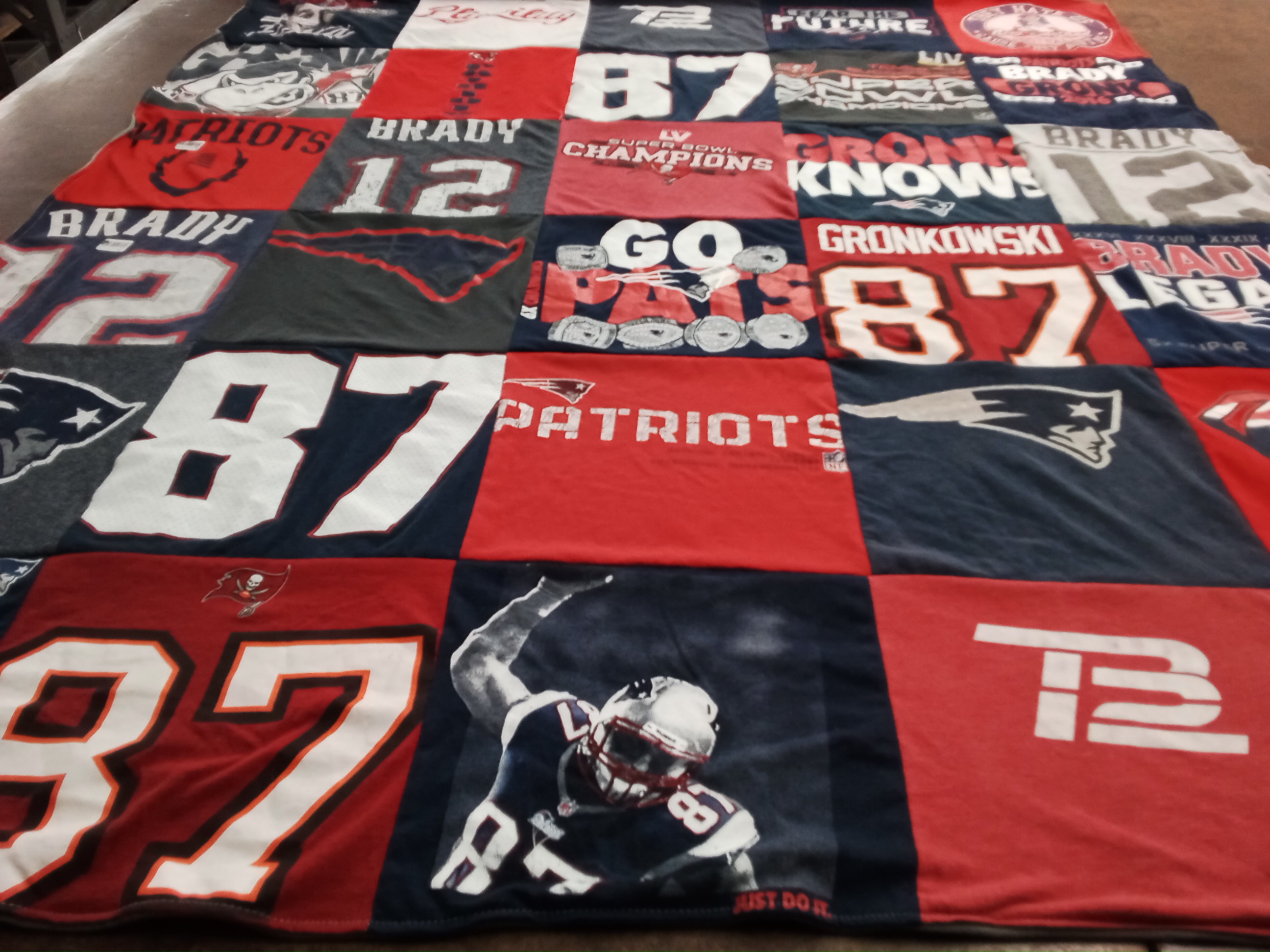 T-shirt quilt featuring new england patriots, tampa bay buccaneers by Tracie from TN