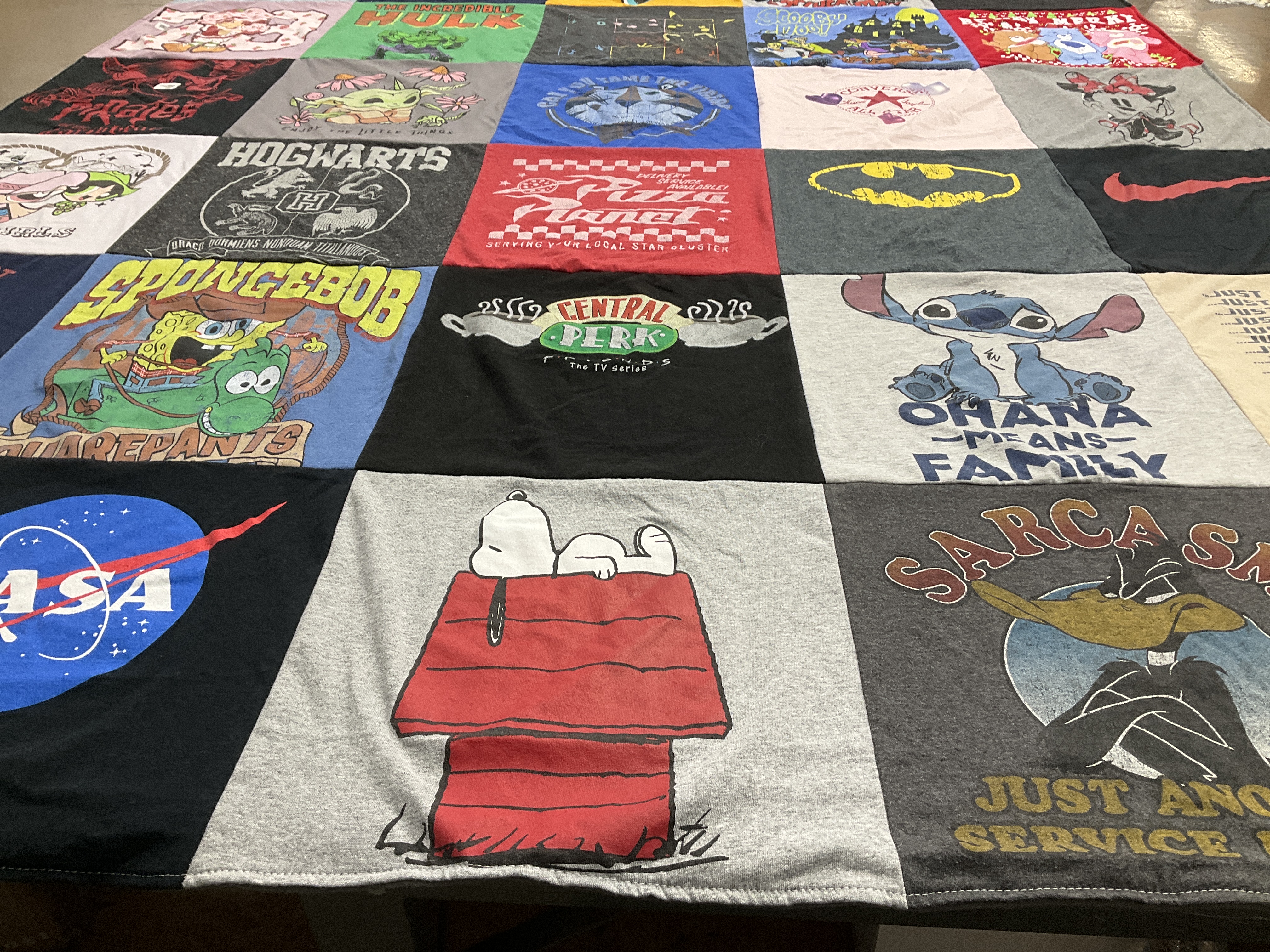T-shirt quilt from hogwarts school of witchcraft and wizardry by Heidi from MI
