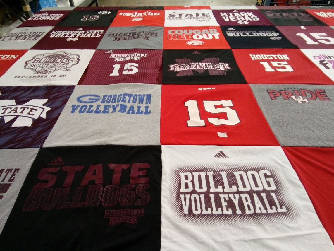T-shirt quilt featuring mississippi state volleyball, houston cougars volleyball by Kathleen from TX