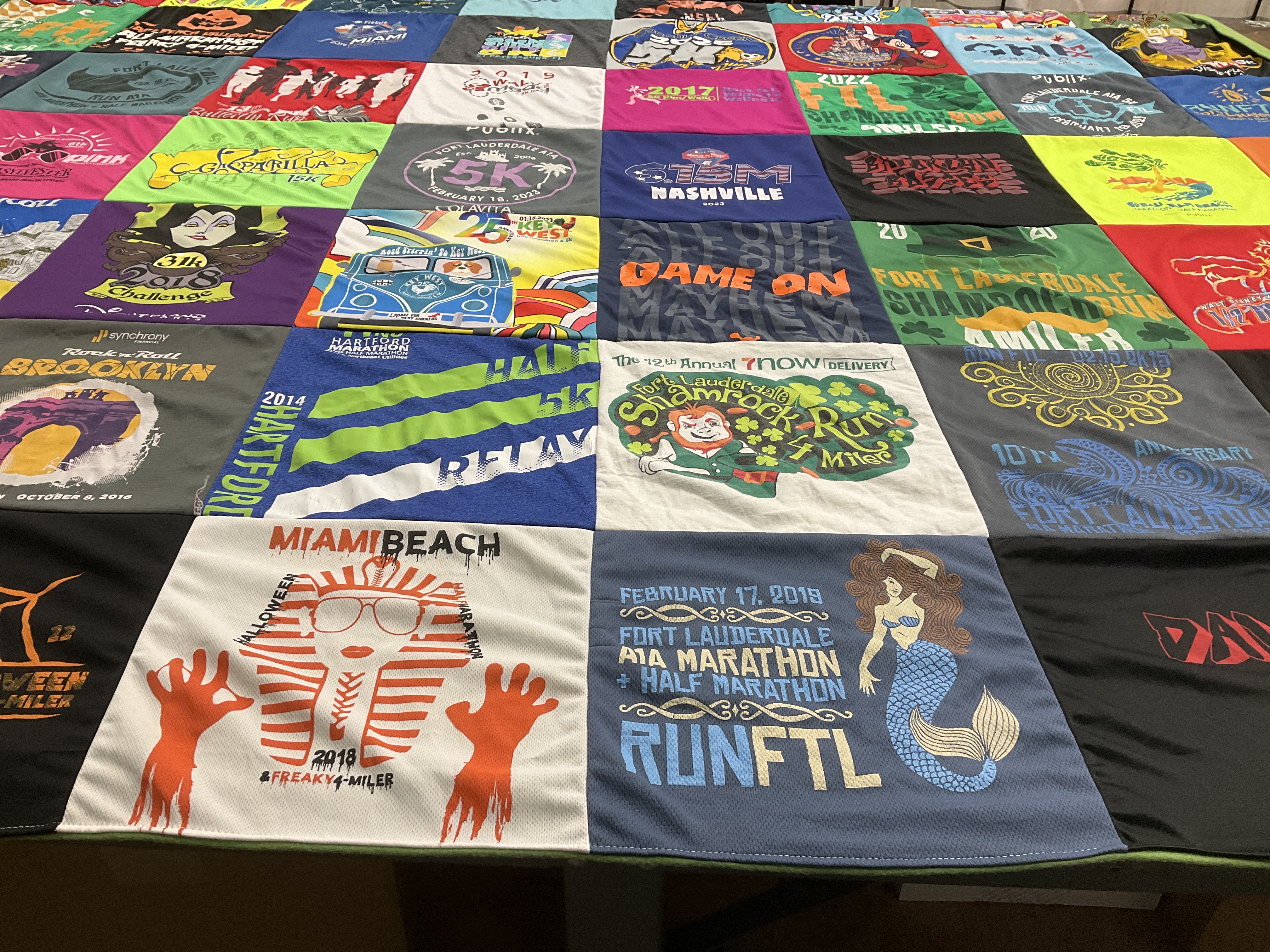 T-shirt quilt with running, marathons themes by David M. from FL