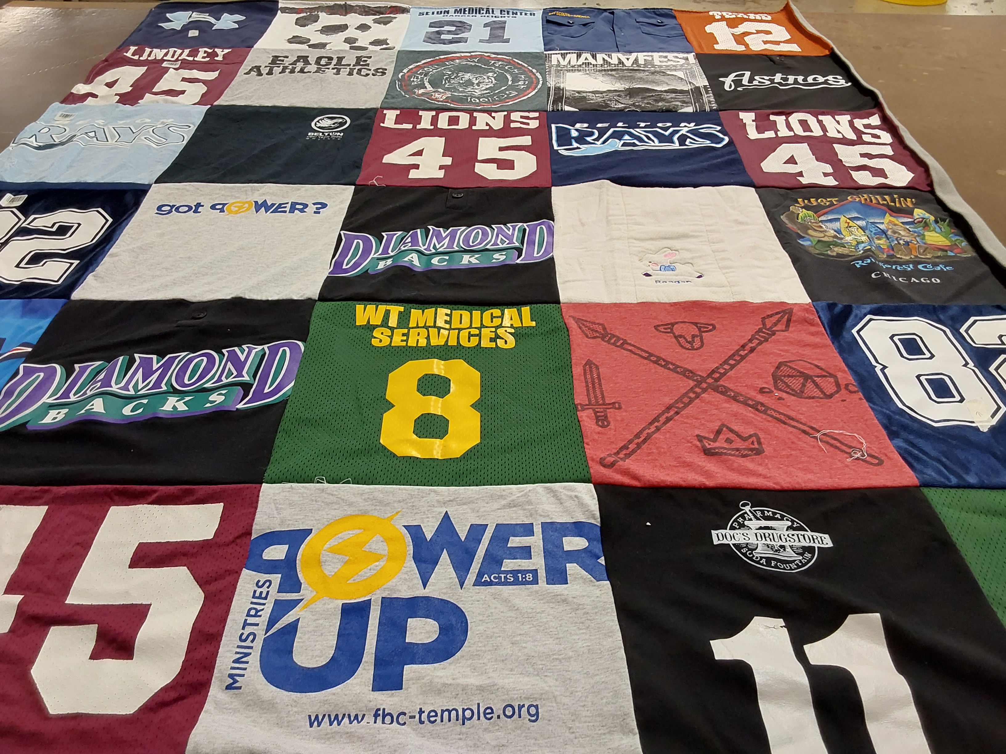 T-shirt quilt featuring diamondbacks, rays by Julie from TX