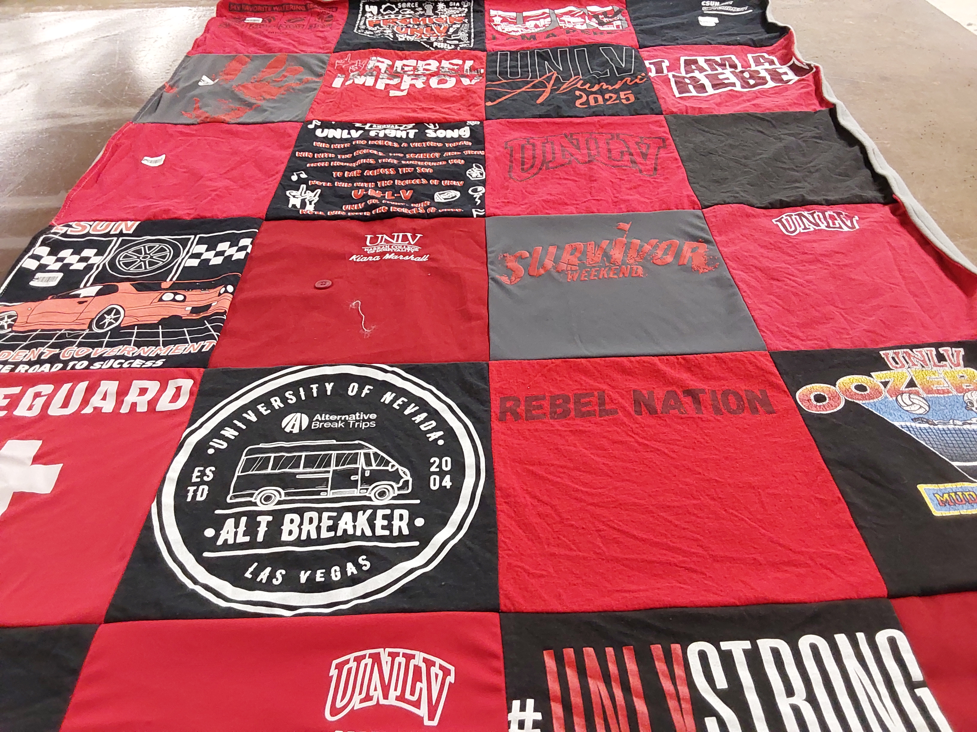 T-shirt quilt from university of nevada, las vegas by Kiana from TX