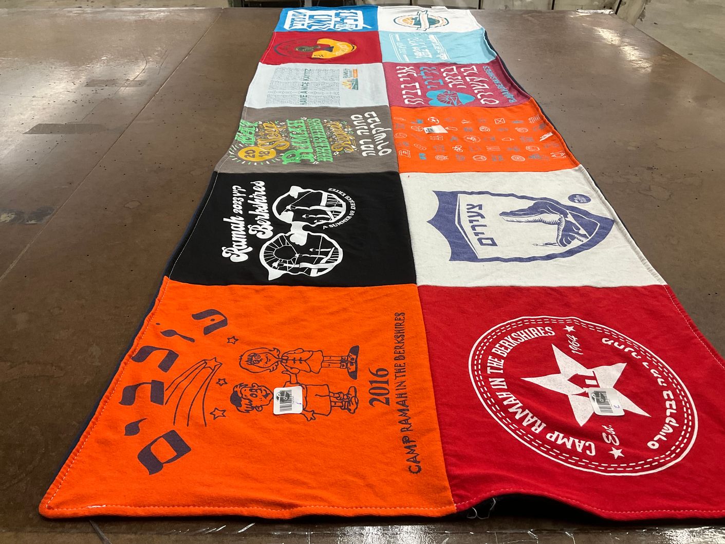 T-shirt quilt with camping, friendship themes by Alison from NY