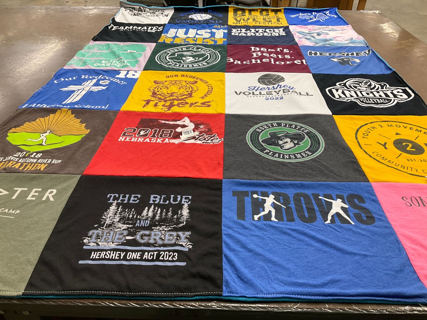 T-shirt quilt featuring north platte plainsmen, hershey volleyball team by Barbara from NE