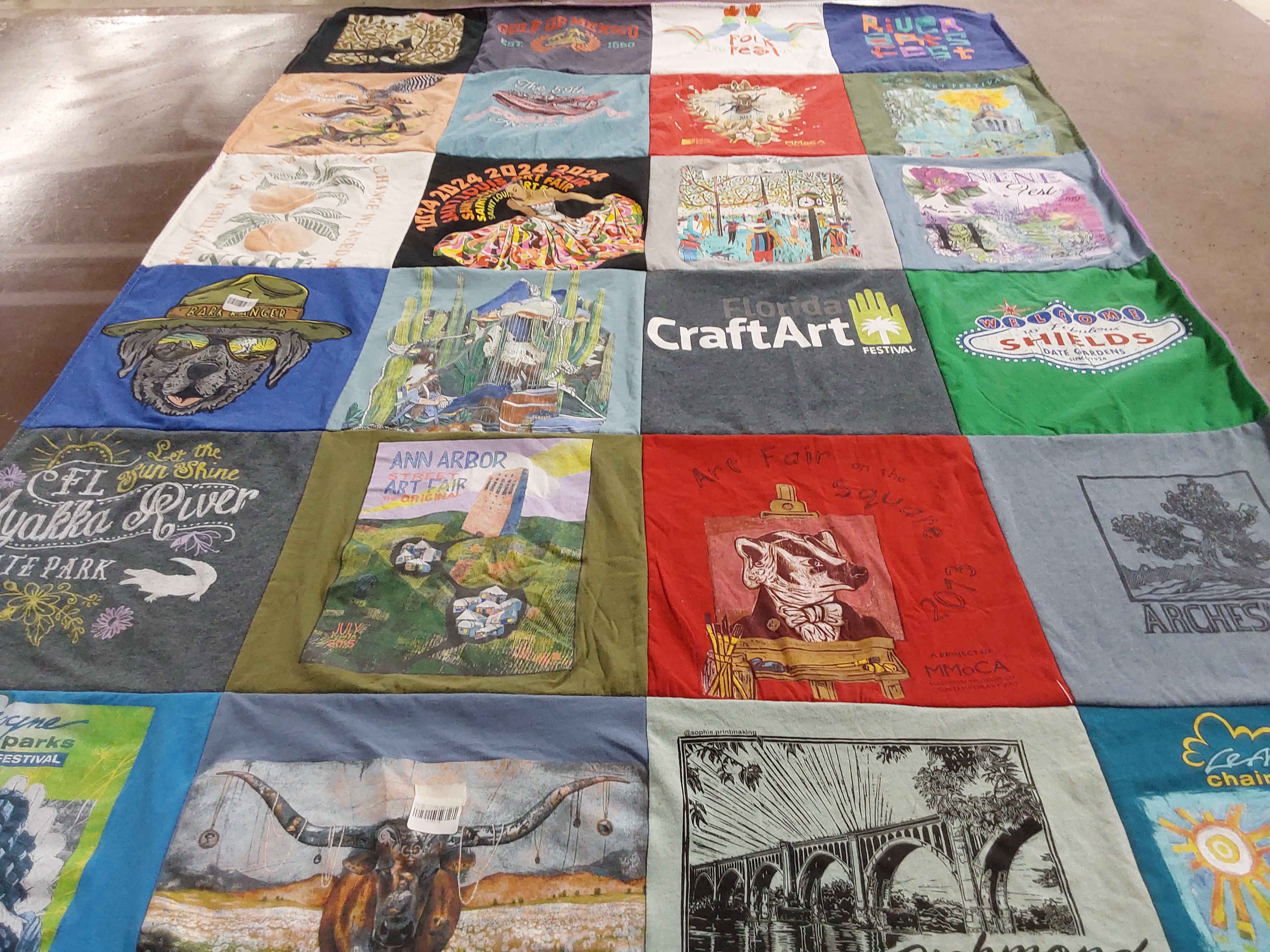 T-shirt quilt with art, crafts themes by Kristina from FL