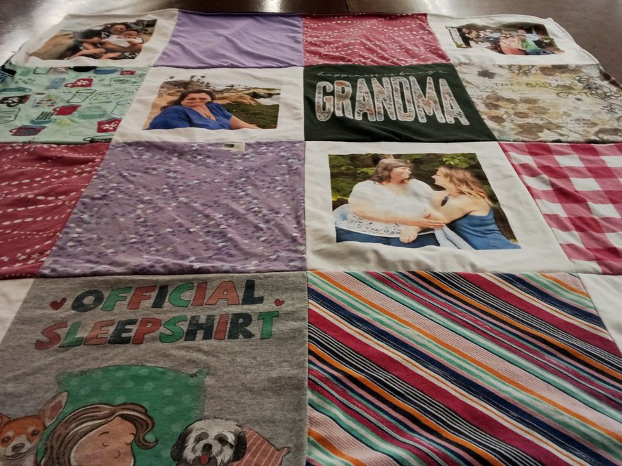 T-shirt quilt with family, pets themes by Amanda from VA