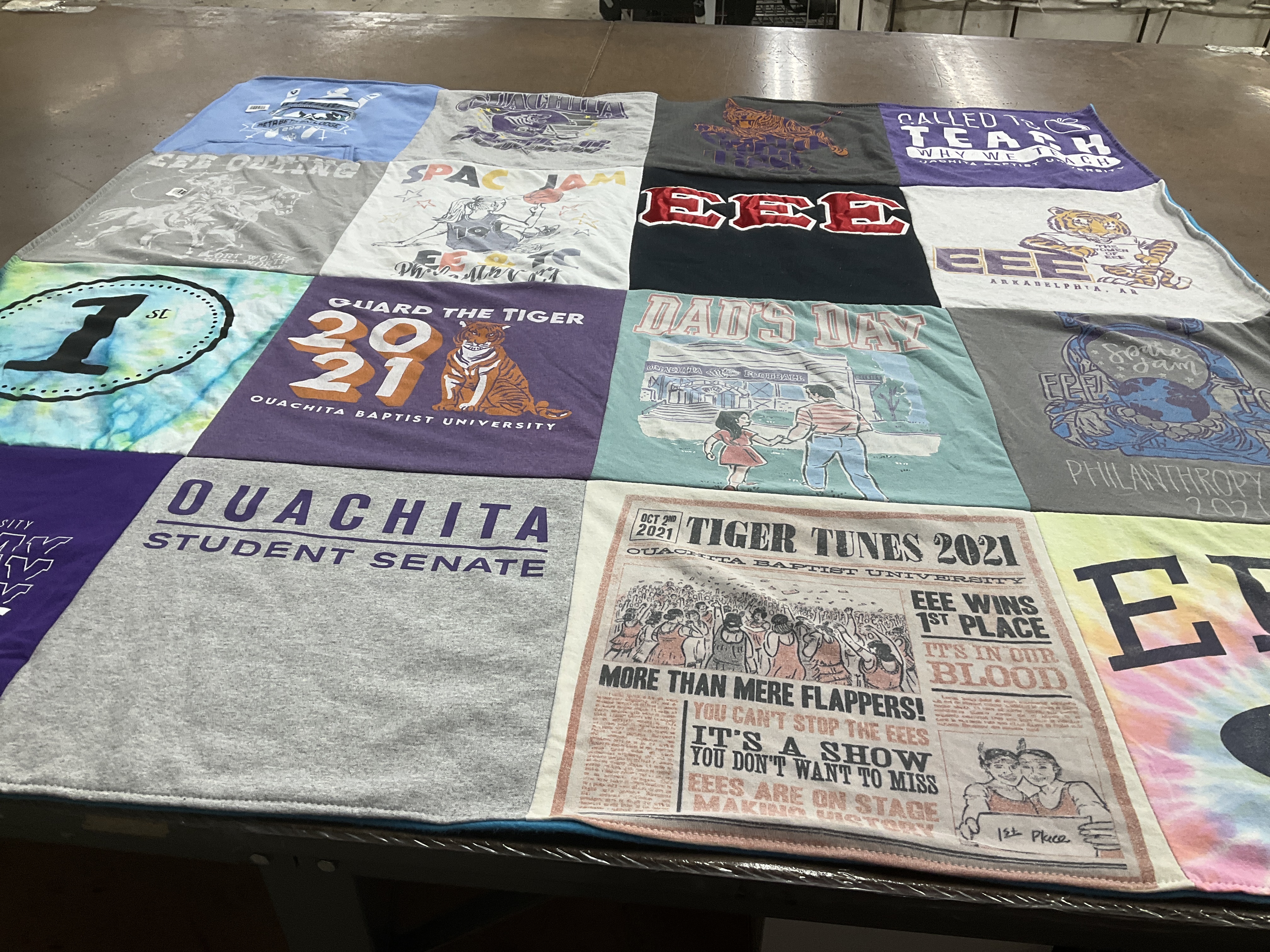 T-shirt quilt featuring ouachita baptist university by Jenny from AR