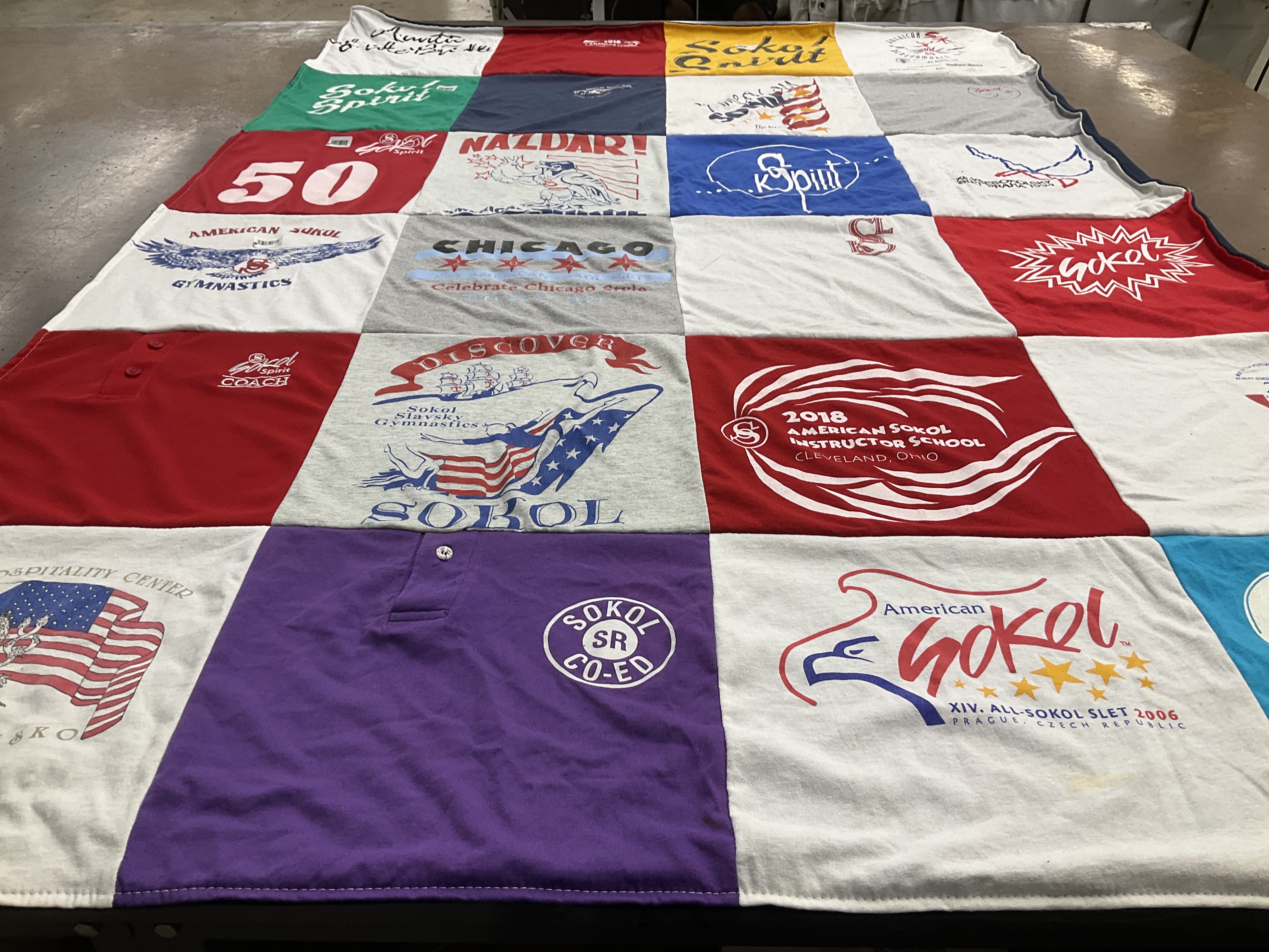 T-shirt quilt from american sokol instructor school by Kathleen from IL