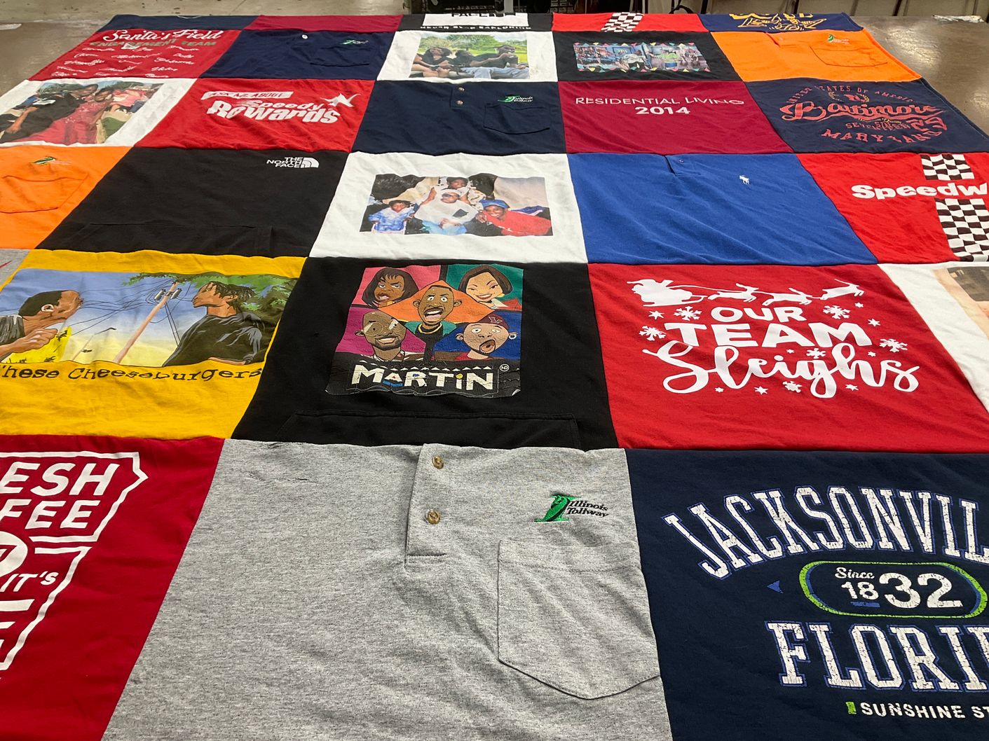 T-shirt quilt with tv shows, humor themes by Briana from AR